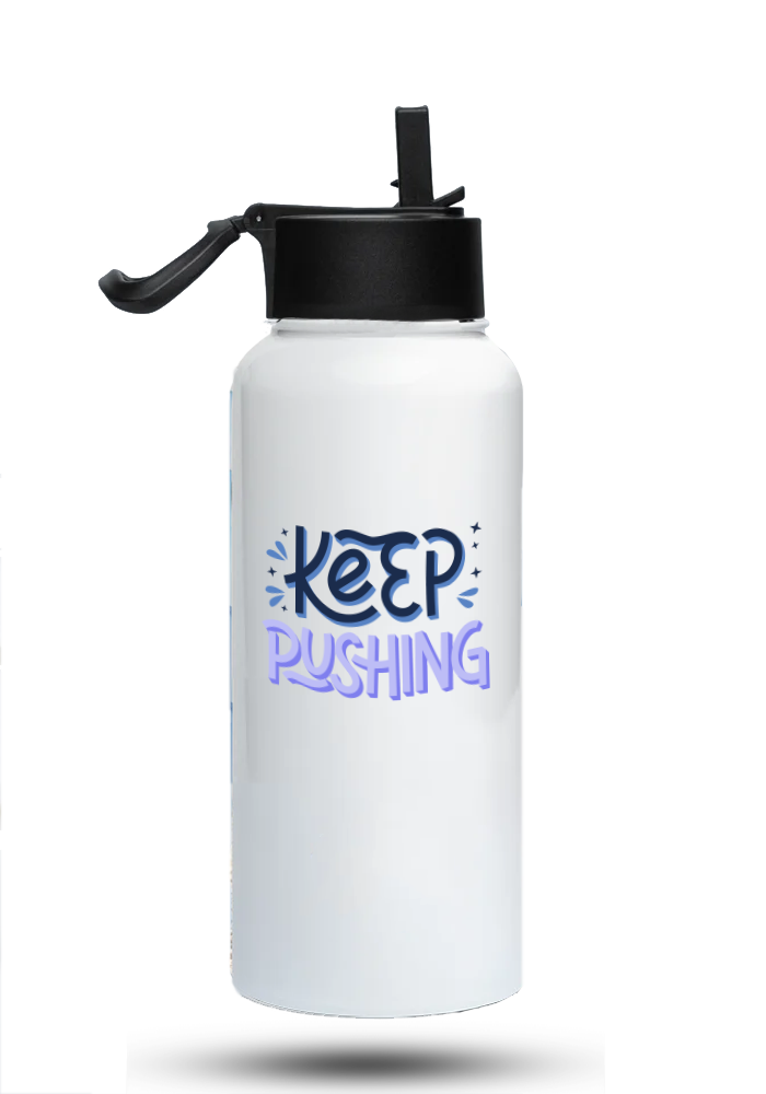 Bouteille d'eau humoristique - Keep Pushing | Komic.ca