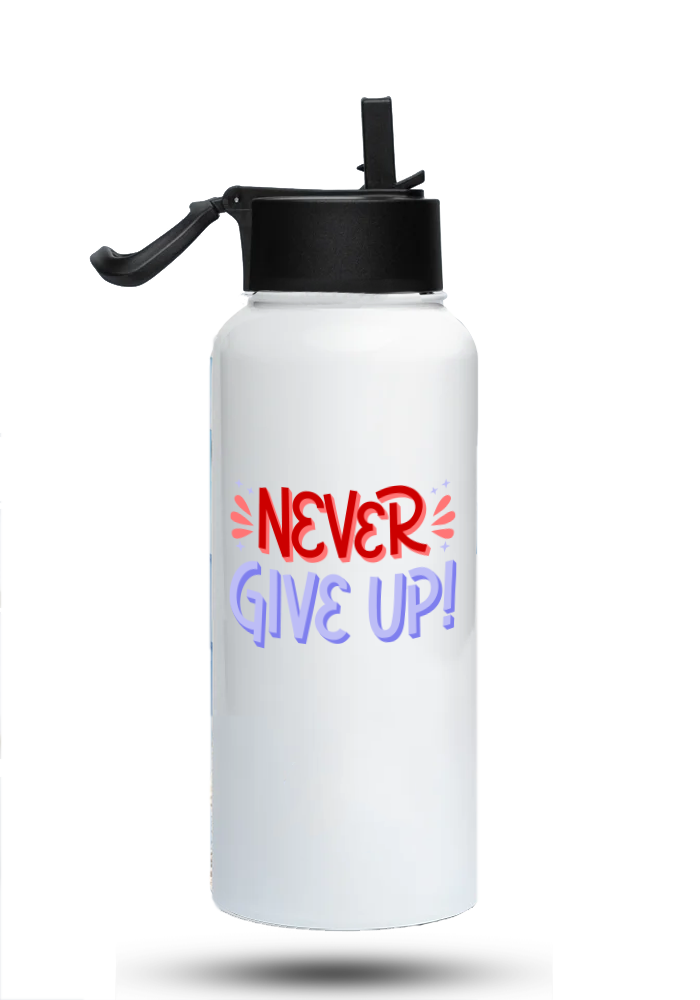 Bouteille d'eau humoristique - Never give up | Komic.ca