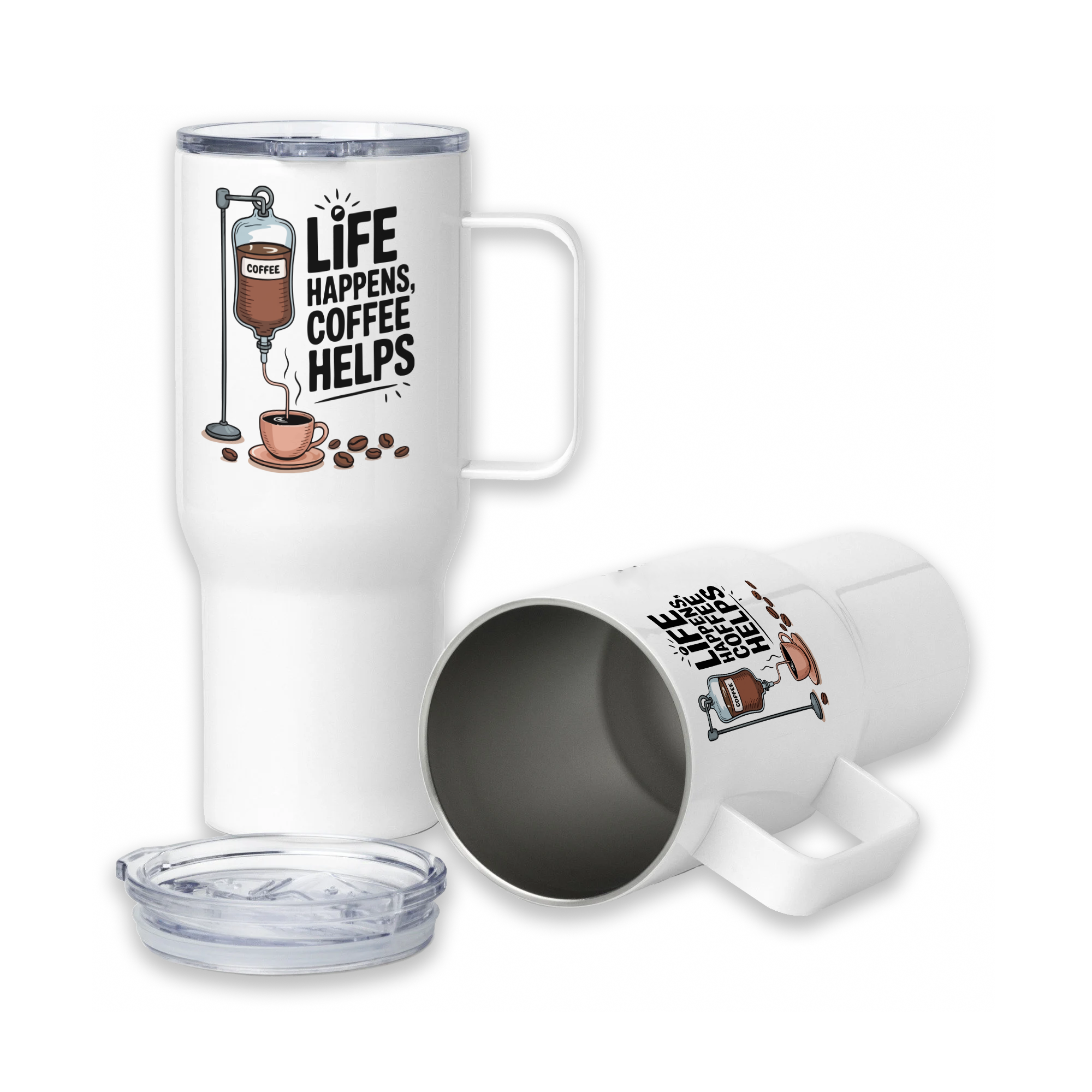 Tasse/Mug Humoristique - Life happens coffee helps | Komic.ca