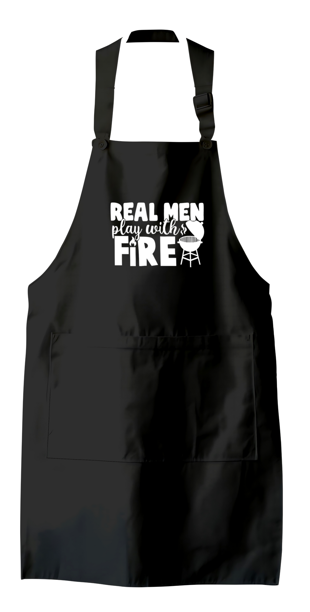 Tablier humoristique - Real men play with fire | Komic.ca