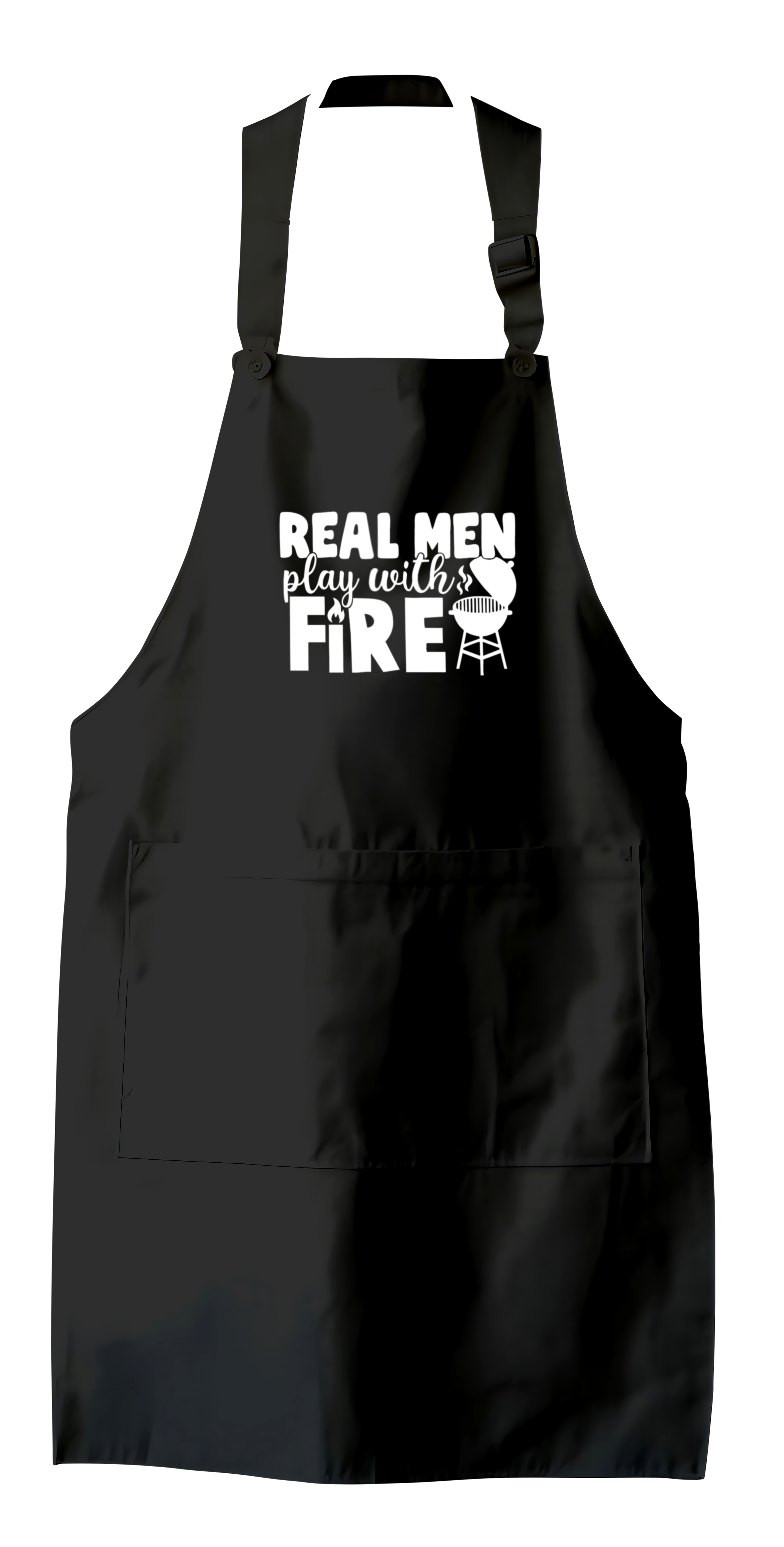 Tablier humoristique - Real men play with fire | Komic.ca