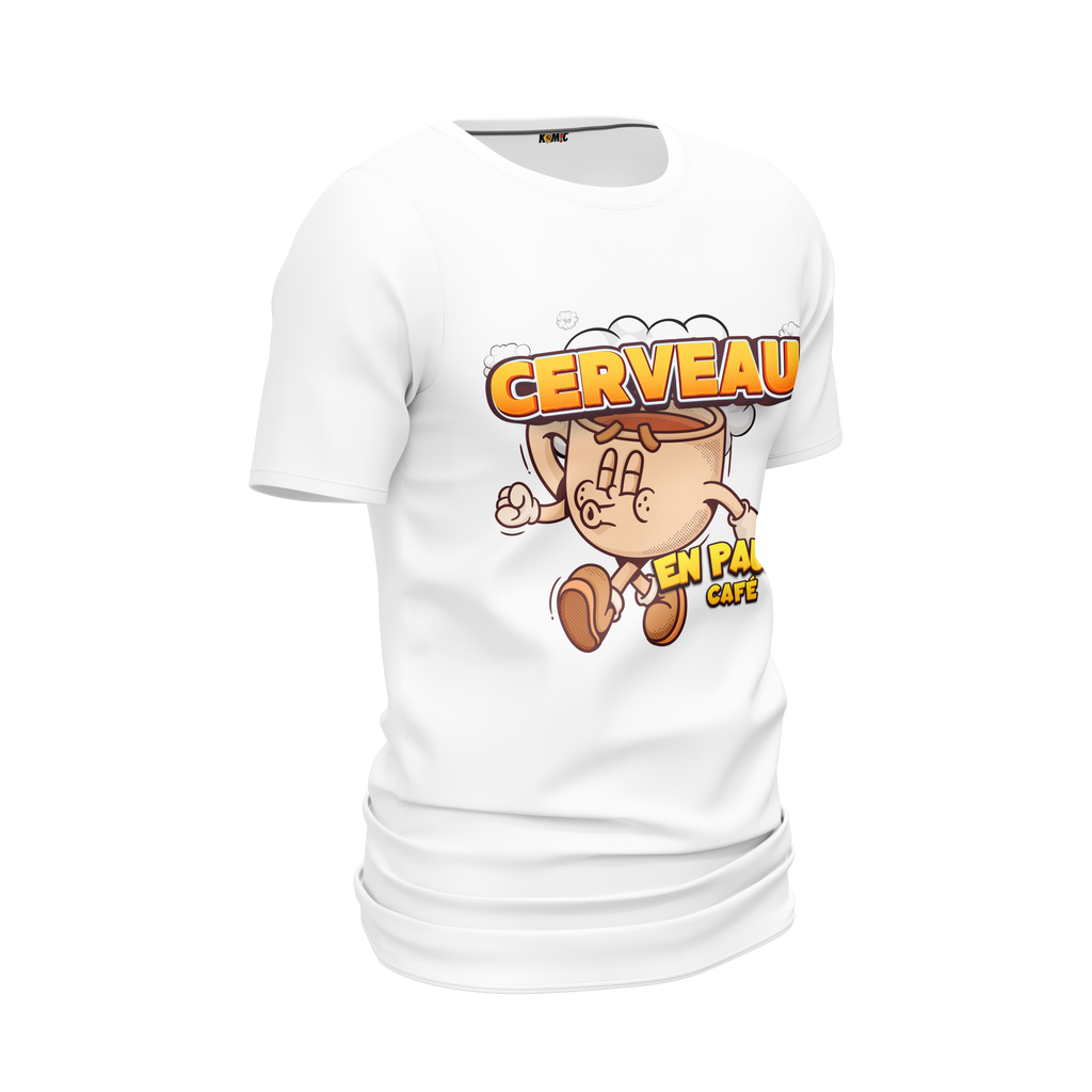 T-shirt DryBlend® humoristique - Cerveau en pause café | Komic