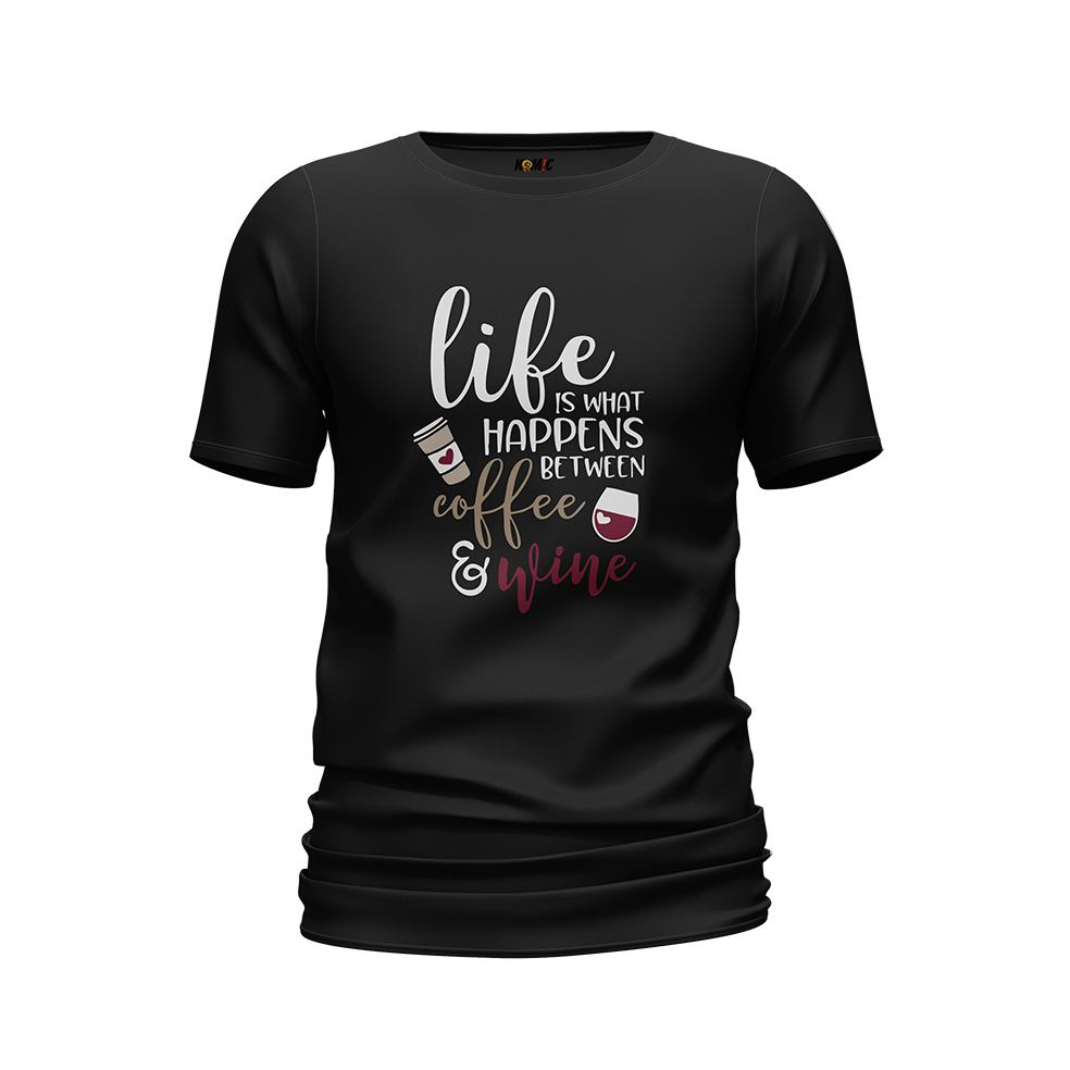 T-Shirt humoristique - Life is what happens between coffee & wine| Komic