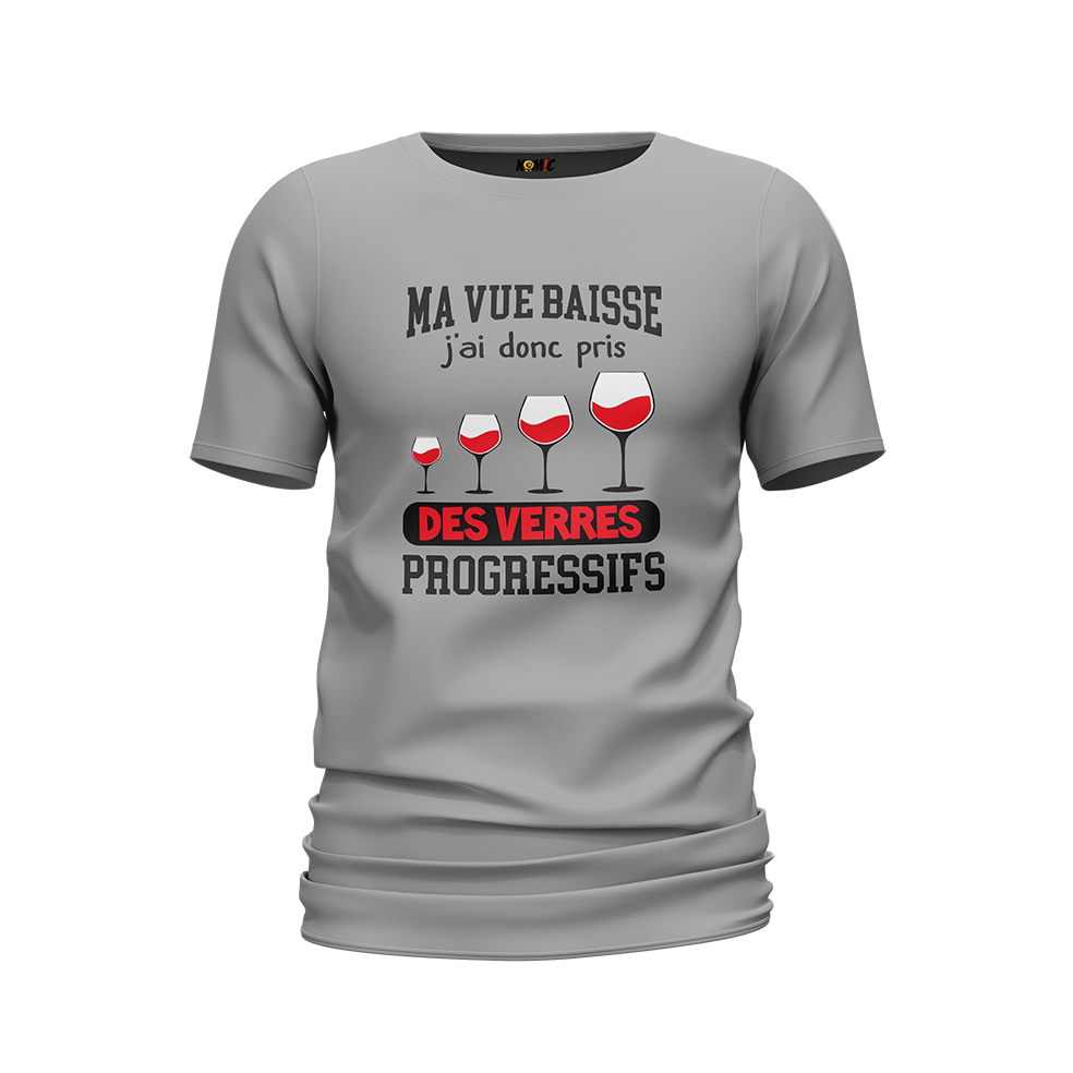 T-Shirt unisexe humoristique - Ma vue baisse, j'ai donc pris des verres progressifs | Komic