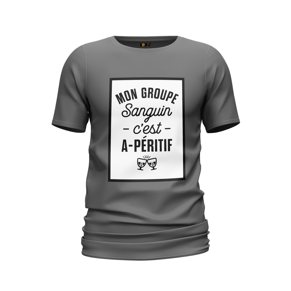 T-Shirt unisexe humoristique - Mon groupe sanguin est A-PÉRITIF | Komic