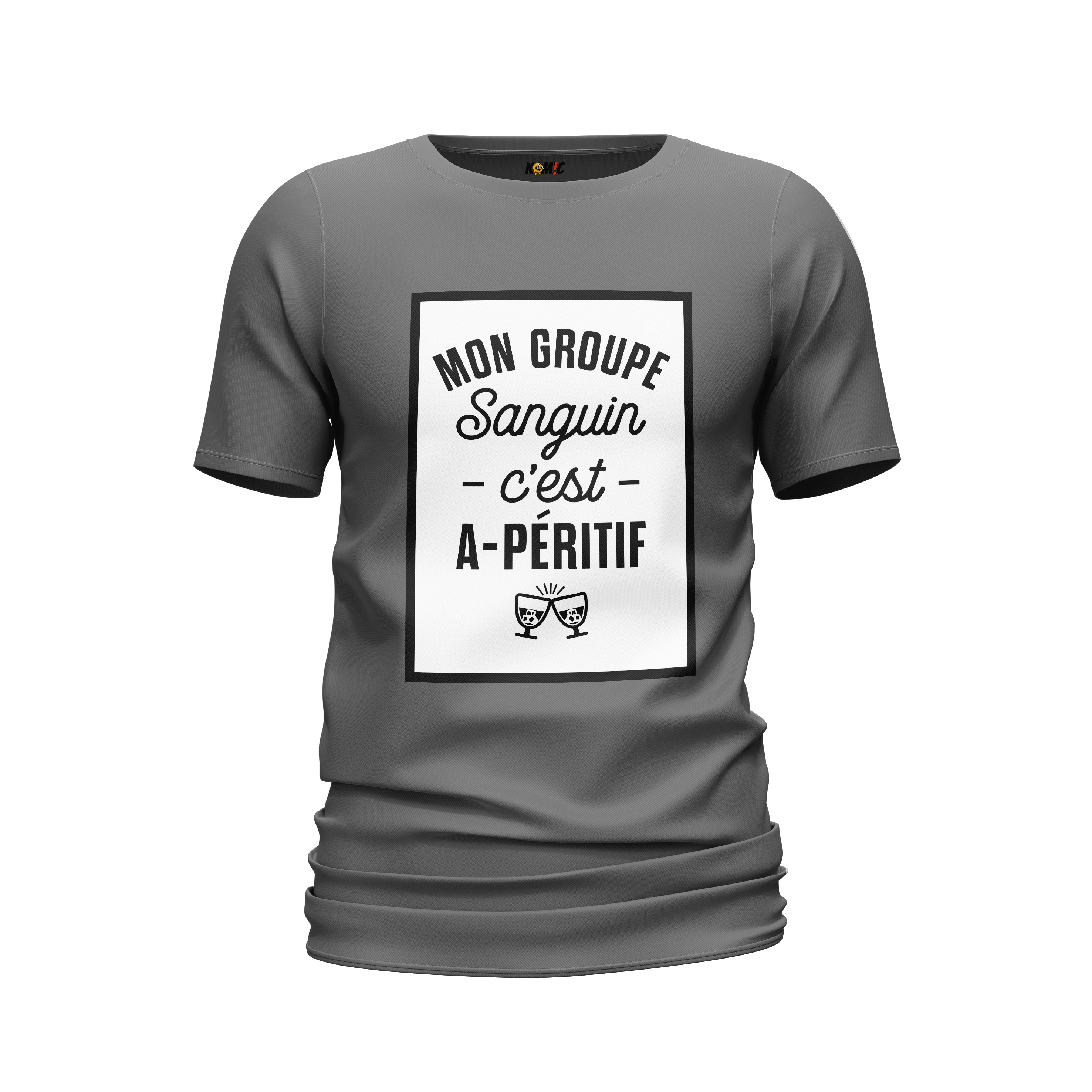 T-Shirt unisexe humoristique - Mon groupe sanguin est A-PÉRITIF | Komic