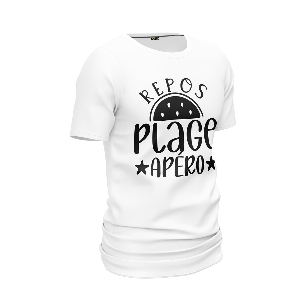 T-Shirt unisexe humoristique - Repos, plage, apéro | Komic