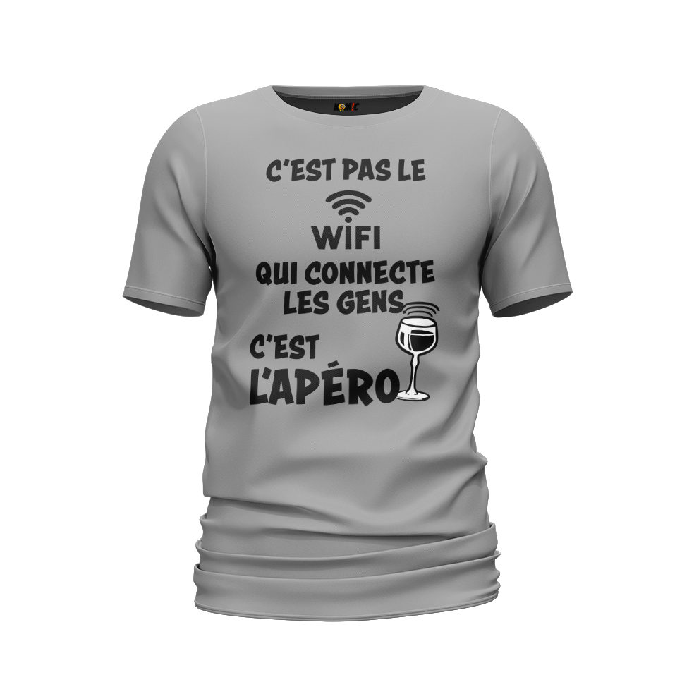T-Shirt humoristique - C'est pas le WIFI qui connecte les gens c'est l'apéro | Komic.ca