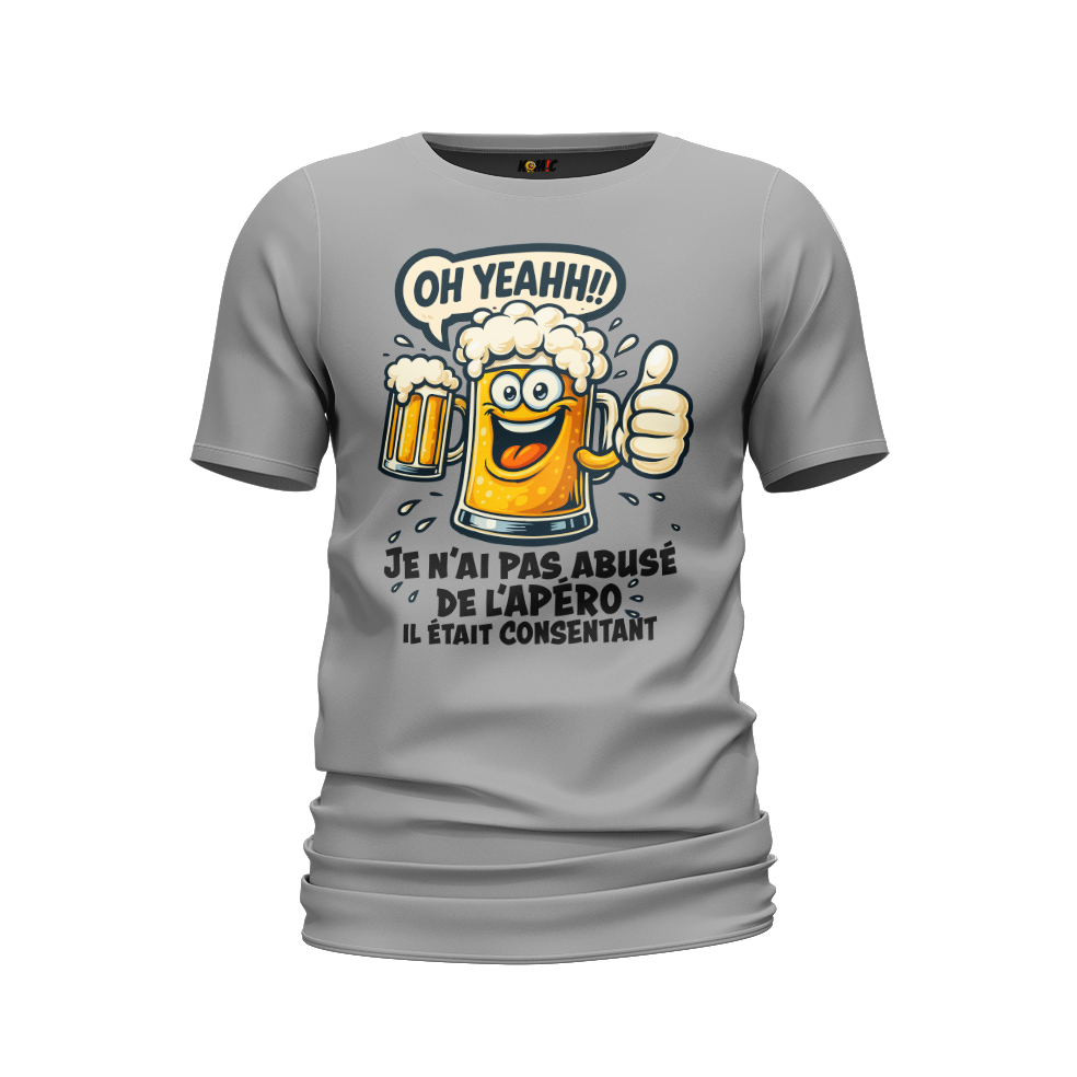 T-Shirt humoristique - Je n'ai pas abusé de l'apéro, il était consentant | Komic.ca