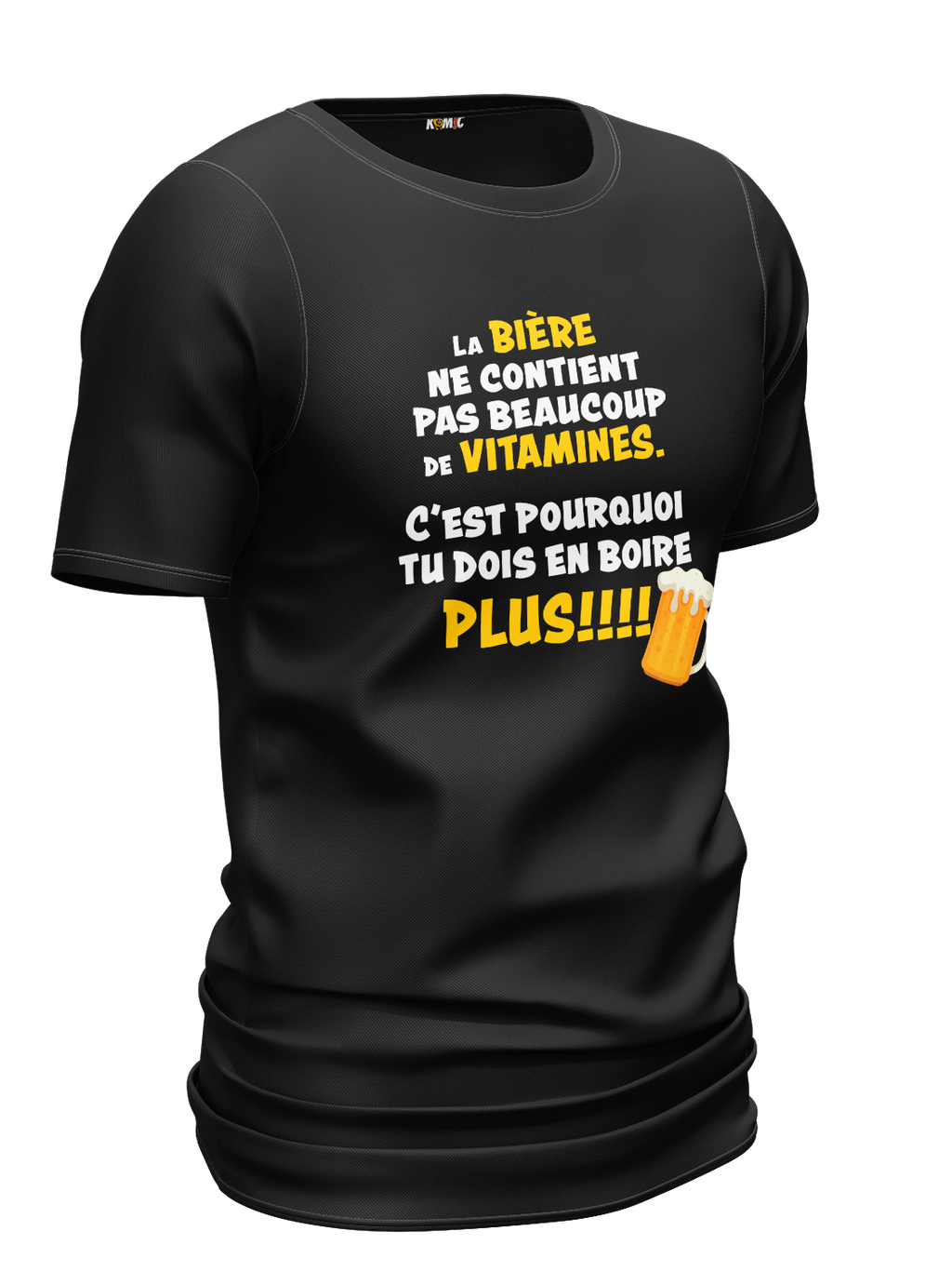 T-Shirt humoristique - La bière ne contient pas beaucoup de vitamines | Komic.ca
