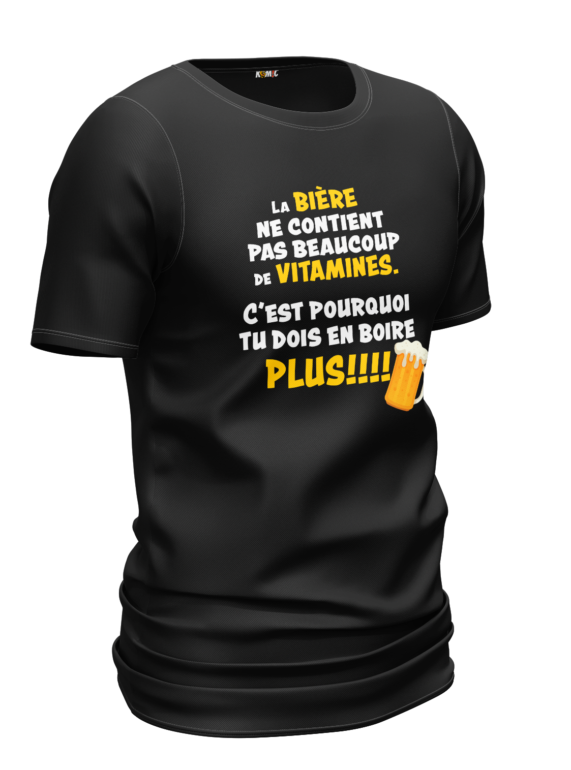 T-Shirt humoristique - La bière ne contient pas beaucoup de vitamines | Komic.ca