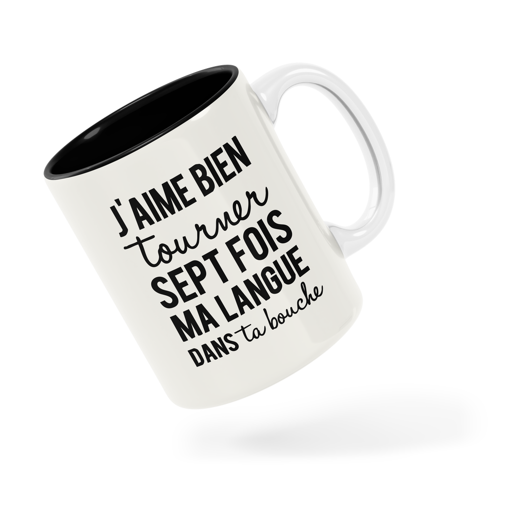 Tasse/mug humoristique - J'aime bien tourner ma langue 7 fois | Komic