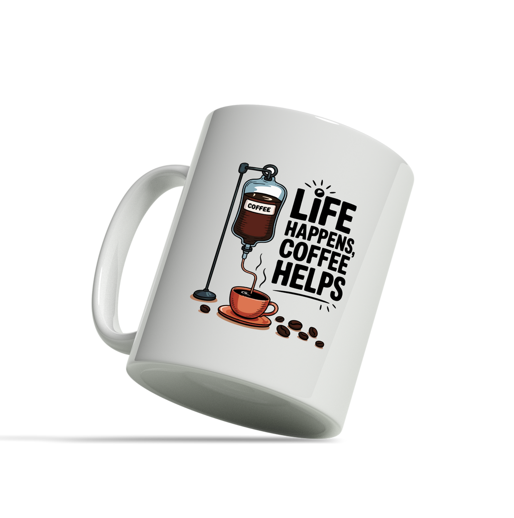 Tasse/Mug humoristique - Life happens, coffee helps | Komic.ca