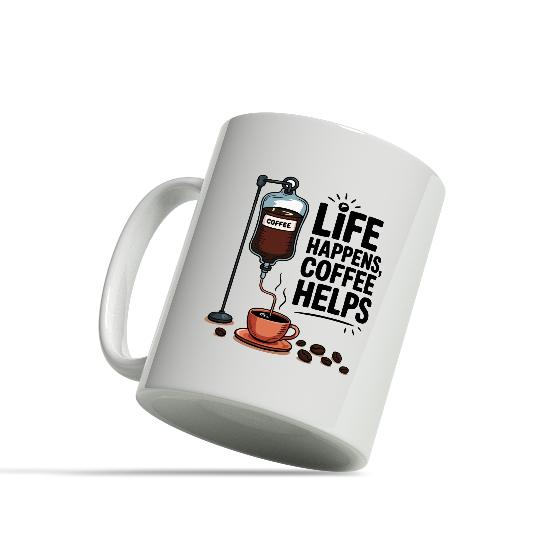 Tasse/Mug humoristique - Life happens, coffee helps | Komic.ca