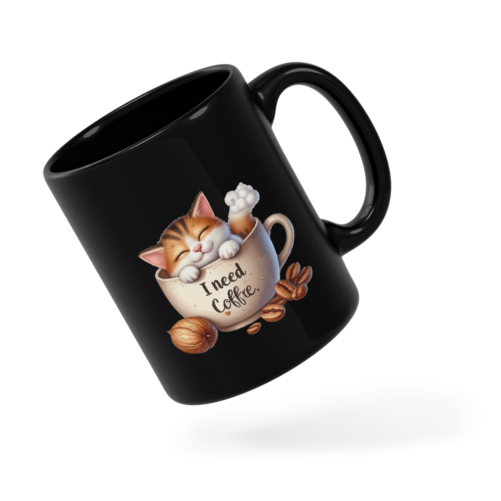 Tasse/mug humoristique - A cat, i need coffee | Komic.ca