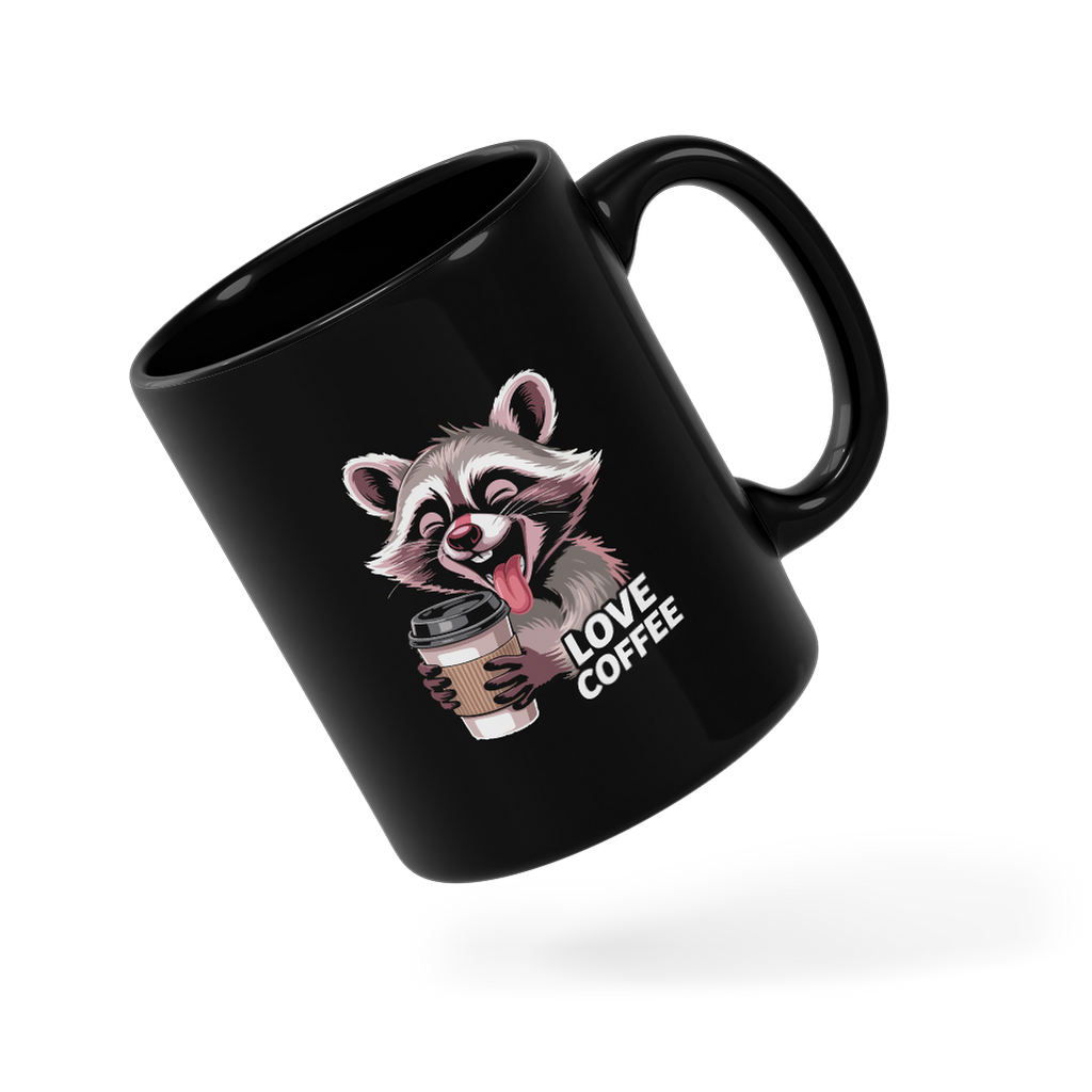 Tasse/mug humoristique - A racoon, love coffee | Komic.ca