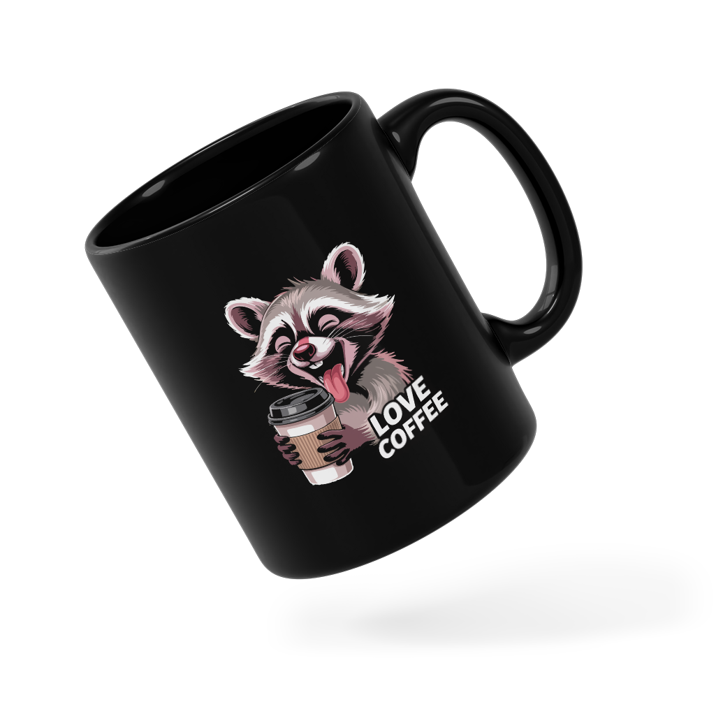 Tasse/mug humoristique - A racoon, love coffee | Komic.ca