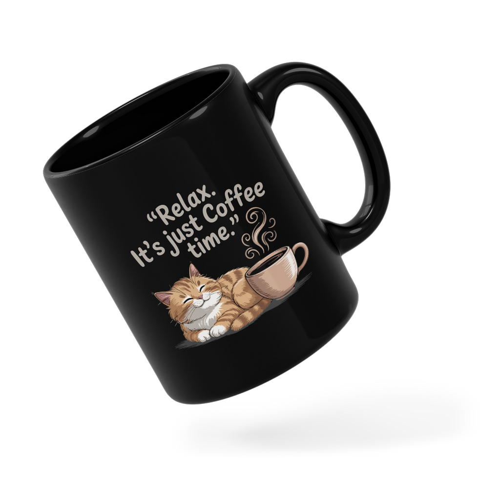 Tasse/mug humoristique - A cat, Relax it's just coffee time | Komic.ca