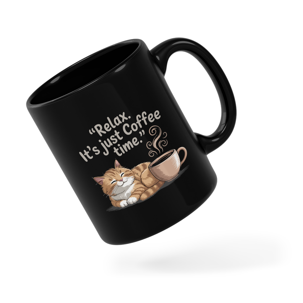 Tasse/mug humoristique - A cat, Relax it's just coffee time | Komic.ca