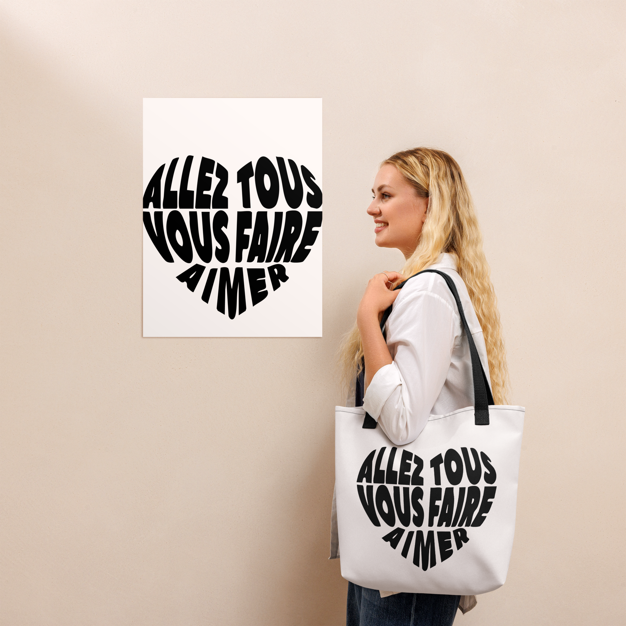 Tote bag humoristique - Allez tous vous faire AIMER | Komic