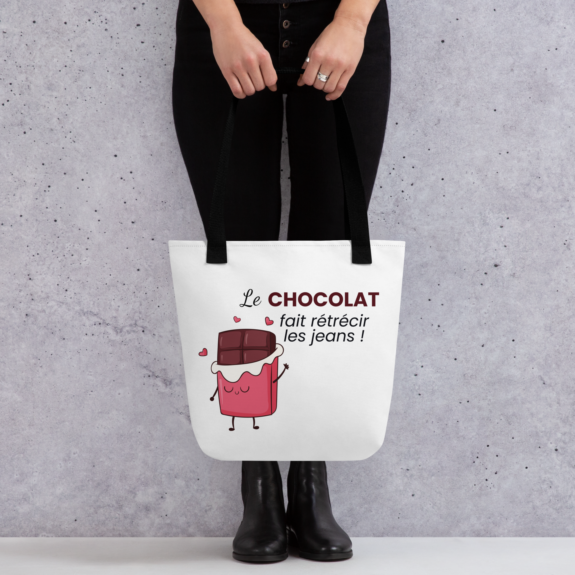 Tote bag humoristique - Le chocolat fait rétrécir les jeans ! | Komic