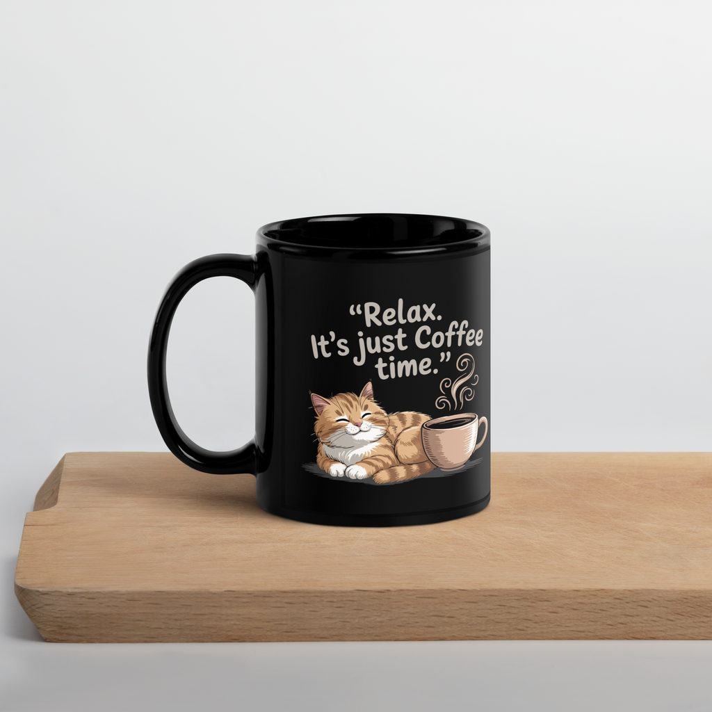 Tasse/mug humoristique - A cat, Relax it's just coffee time | Komic.ca