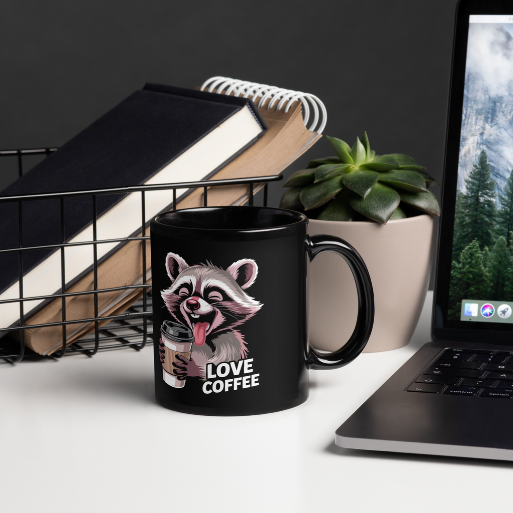 Tasse/mug humoristique - A racoon, love coffee | Komic.ca