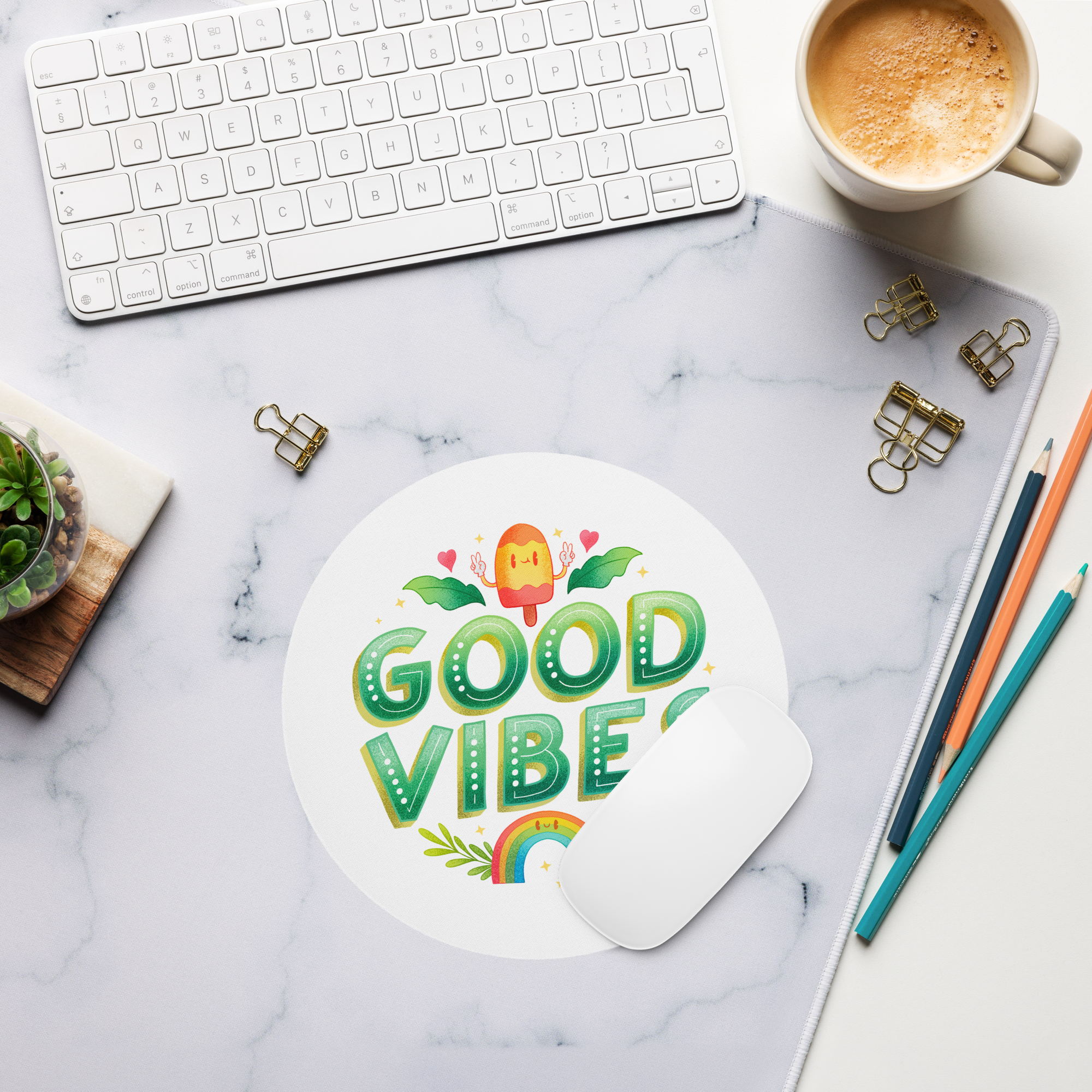 Tapis de souris rond design - Good vides | Komic