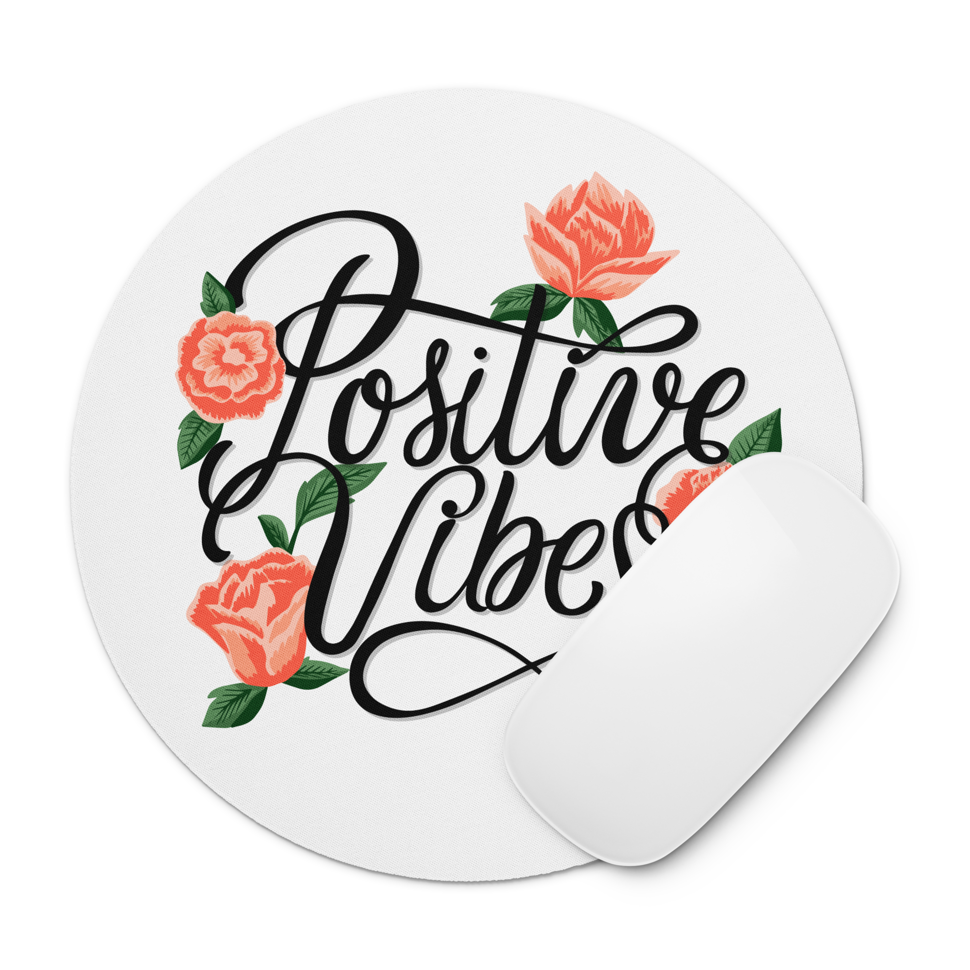 Tapis de souris rond design - Positive vibe | Komic