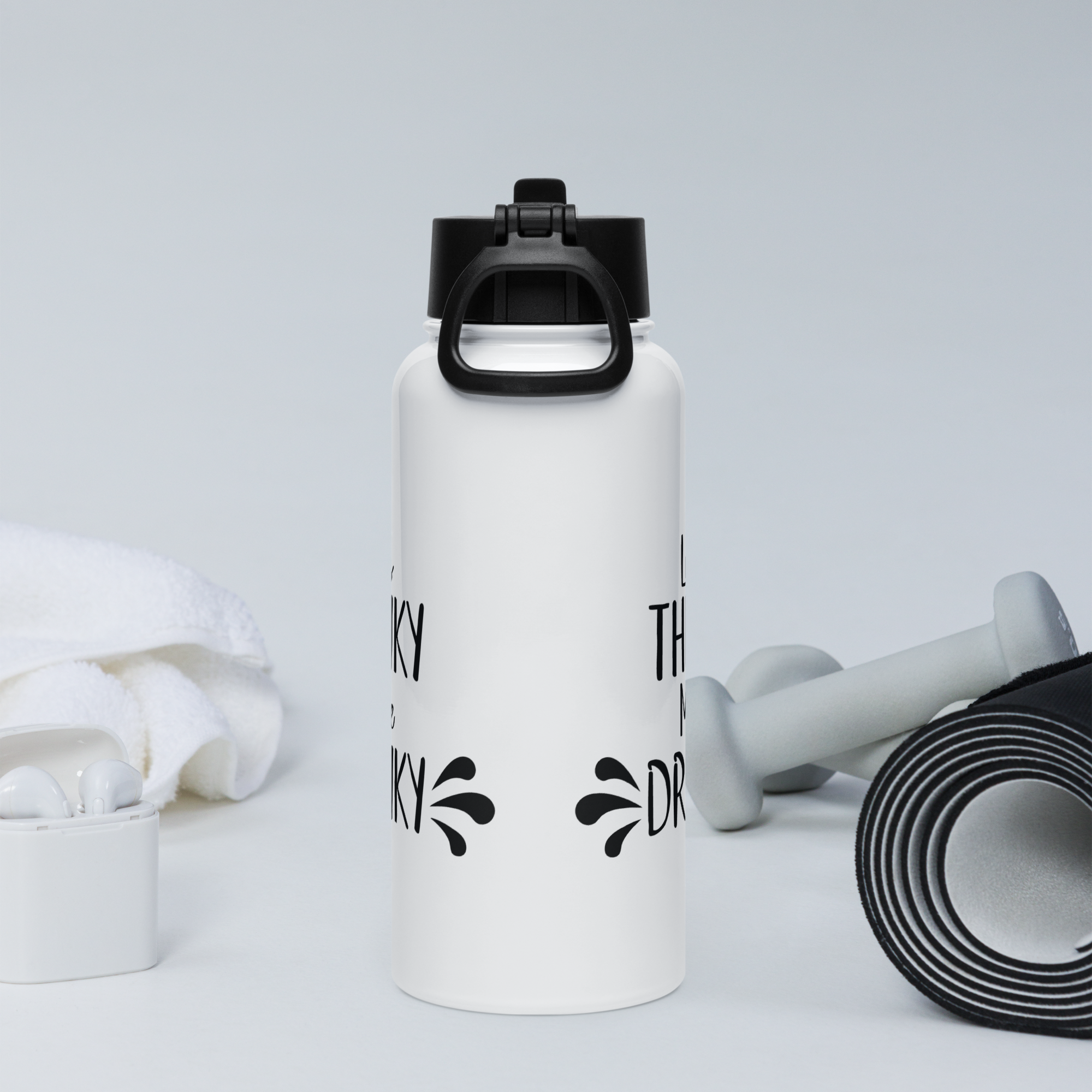 Bouteille d'eau humoristique - Less thinky more drinky | Komic.ca