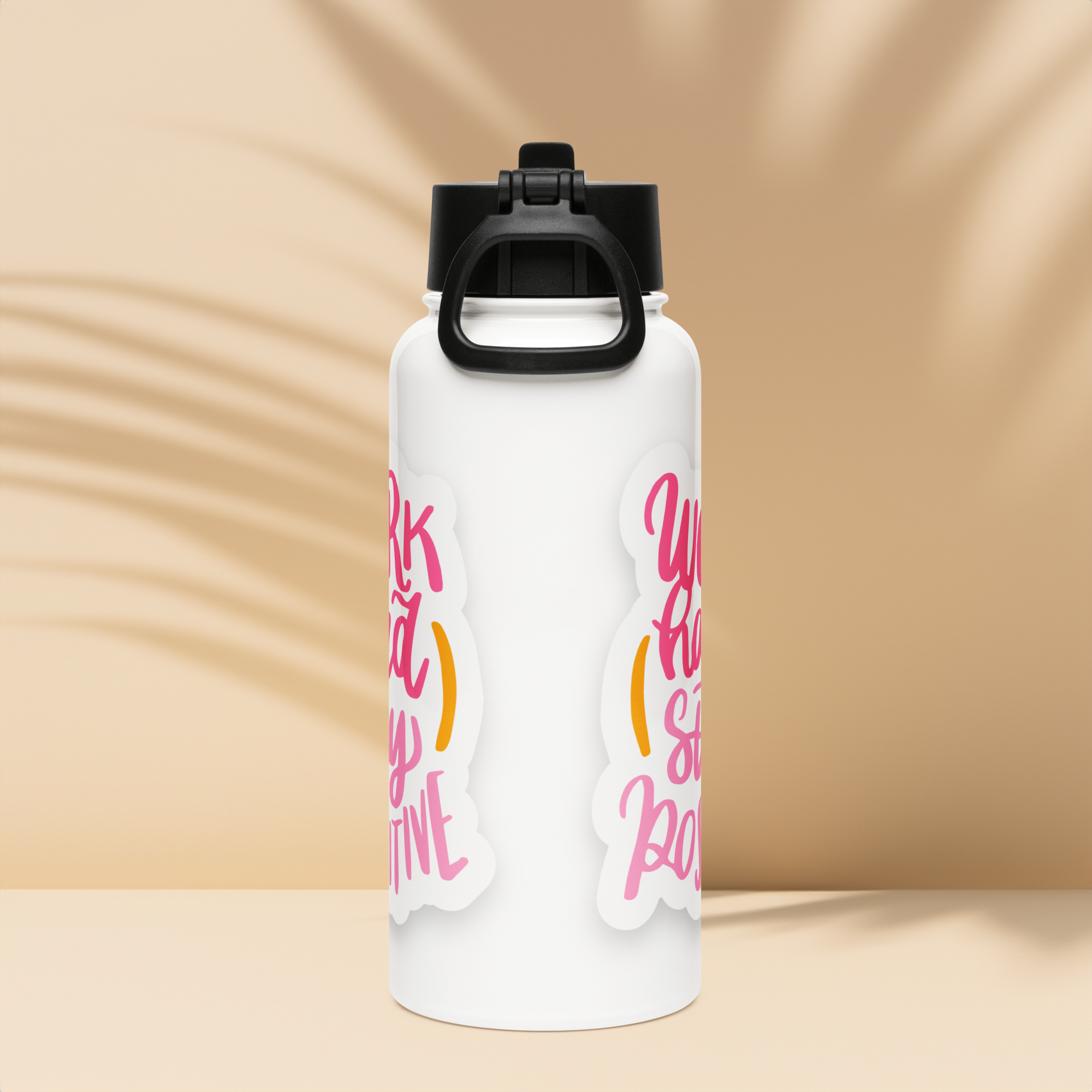 Bouteille d'eau humoristique - Work hard stay positive | Komic.ca