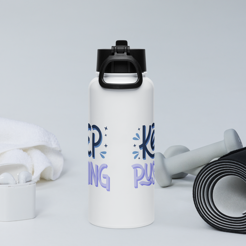 Bouteille d'eau humoristique - Keep Pushing | Komic.ca