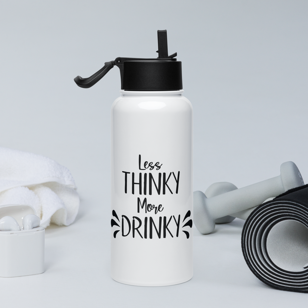 Bouteille d'eau humoristique - Less thinky more drinky | Komic.ca