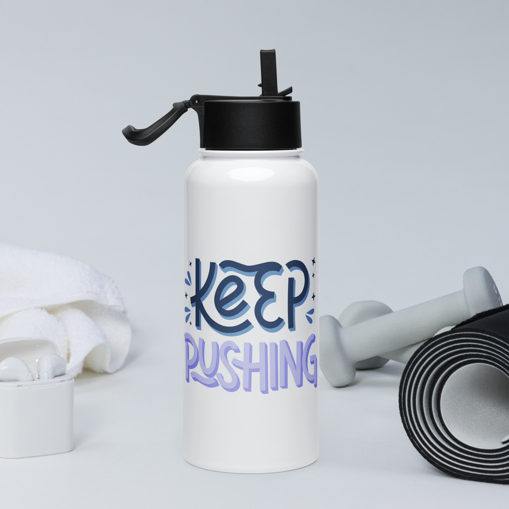 Bouteille d'eau humoristique - Keep Pushing | Komic.ca