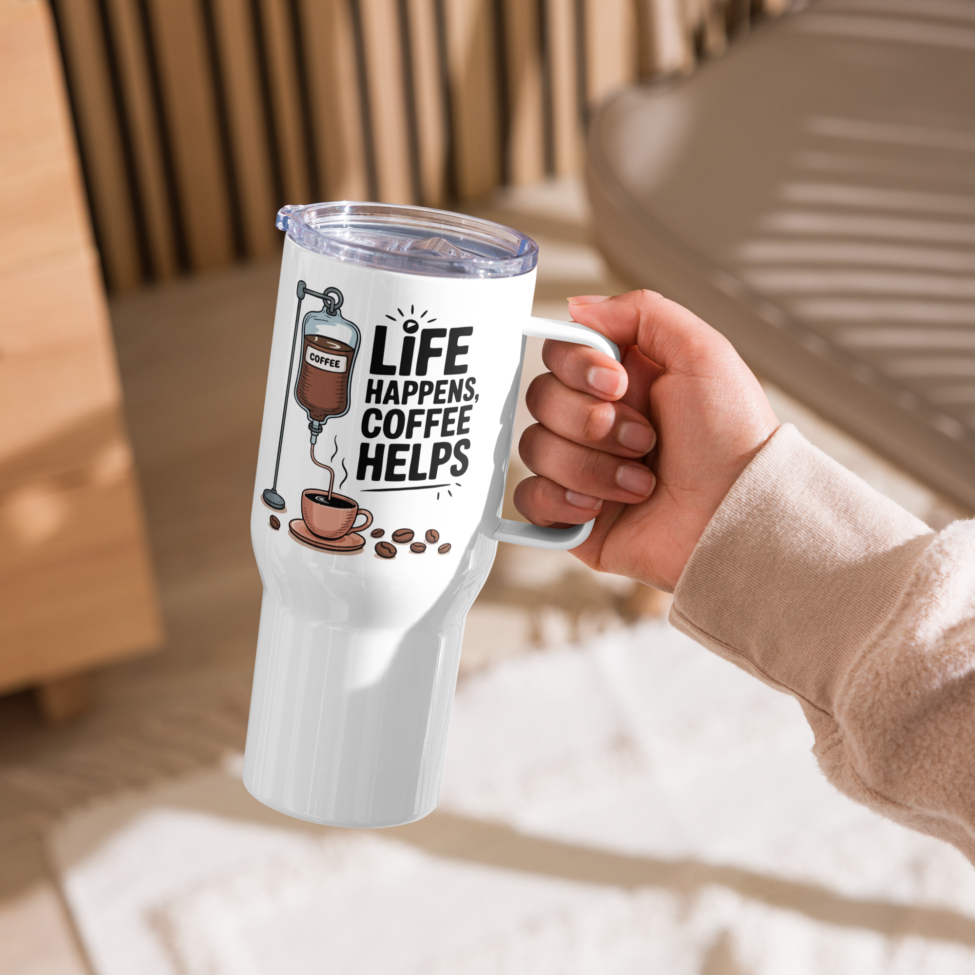 Tasse/Mug Humoristique - Life happens coffee helps | Komic.ca
