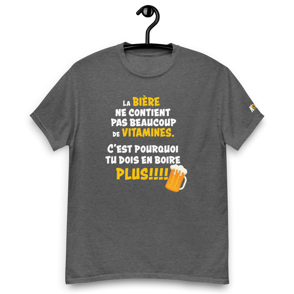 T-Shirt humoristique - La bière ne contient pas beaucoup de vitamines | Komic.ca