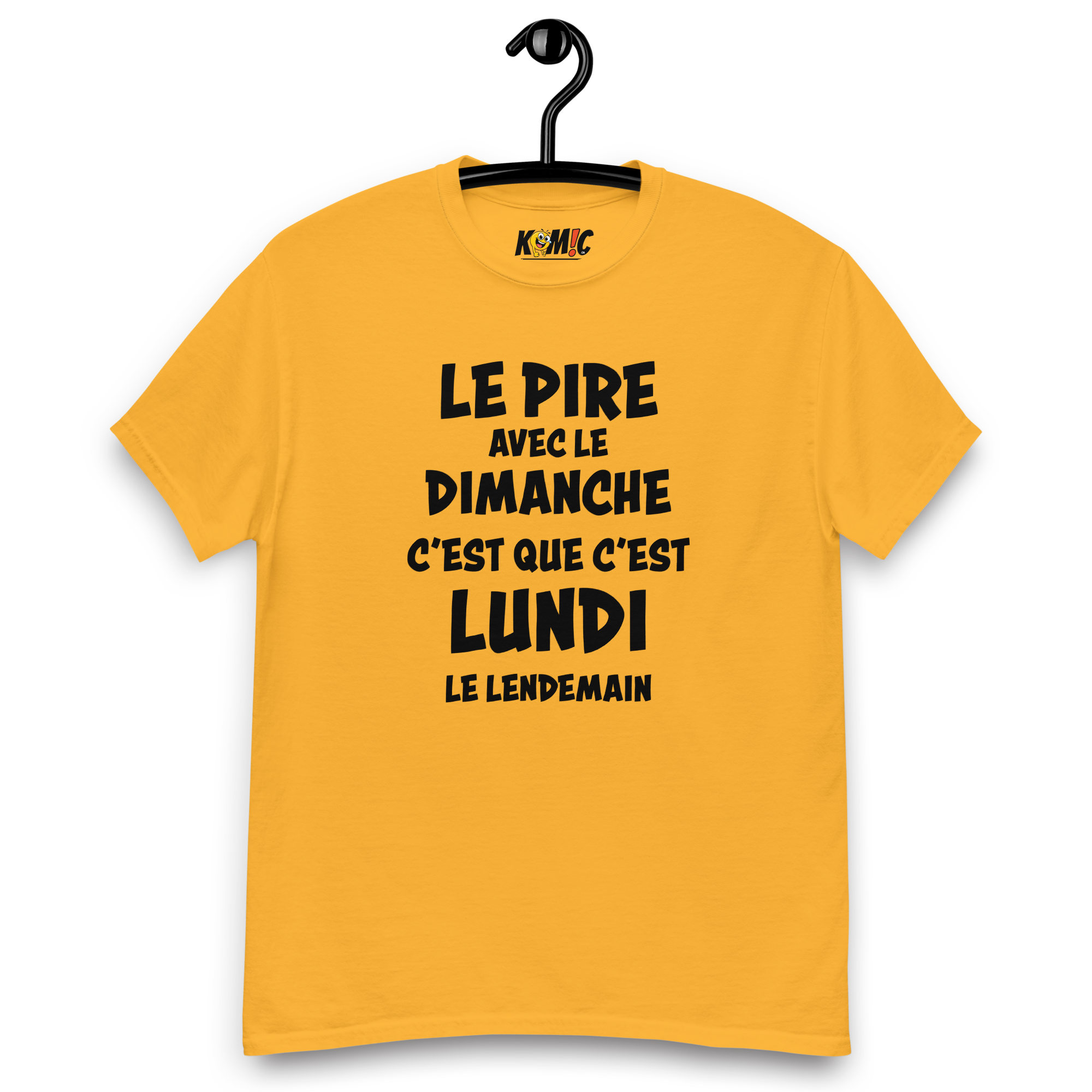 T-Shirt humoristique - Le pire avec le dimanche c'est que c'est lundi le lendemain | Komic.ca