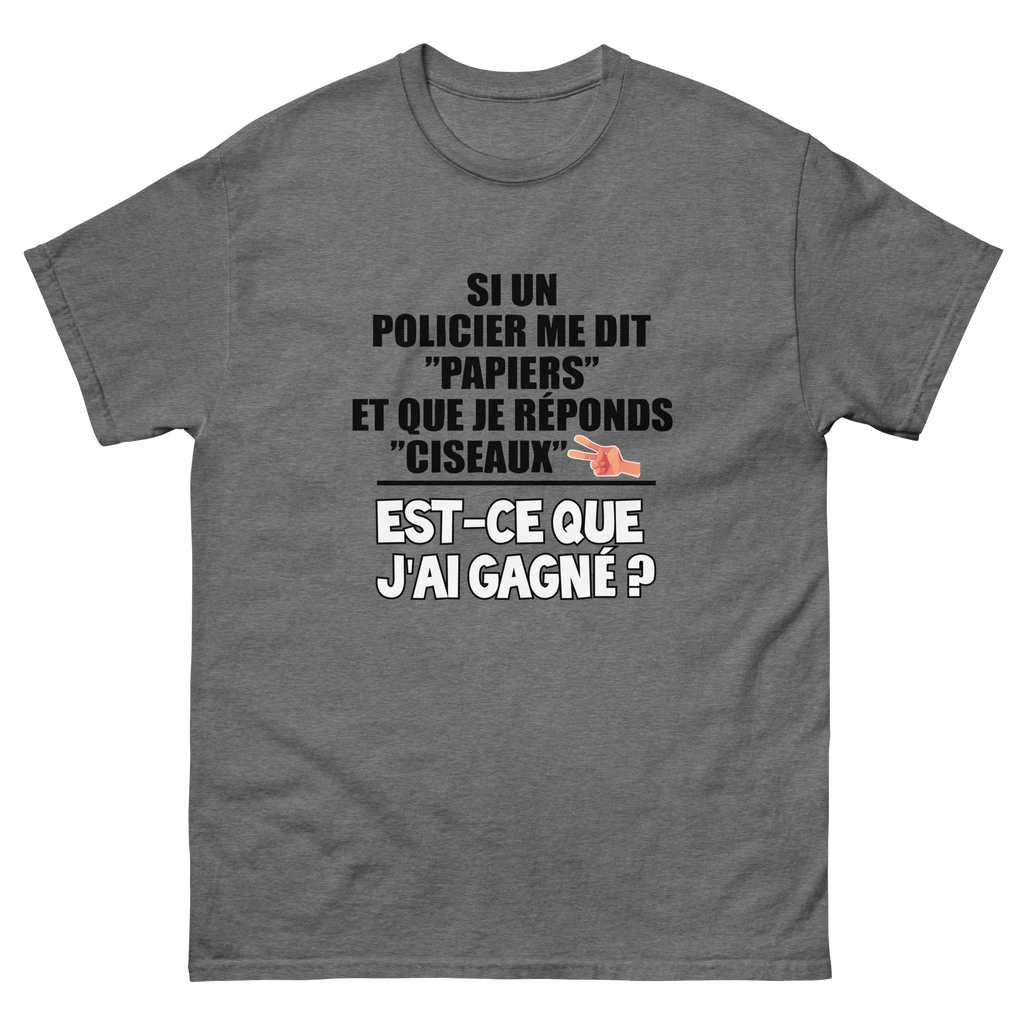 T-Shirt unisexe humoristique - Si un policier me dit PAPIER et que | Komic