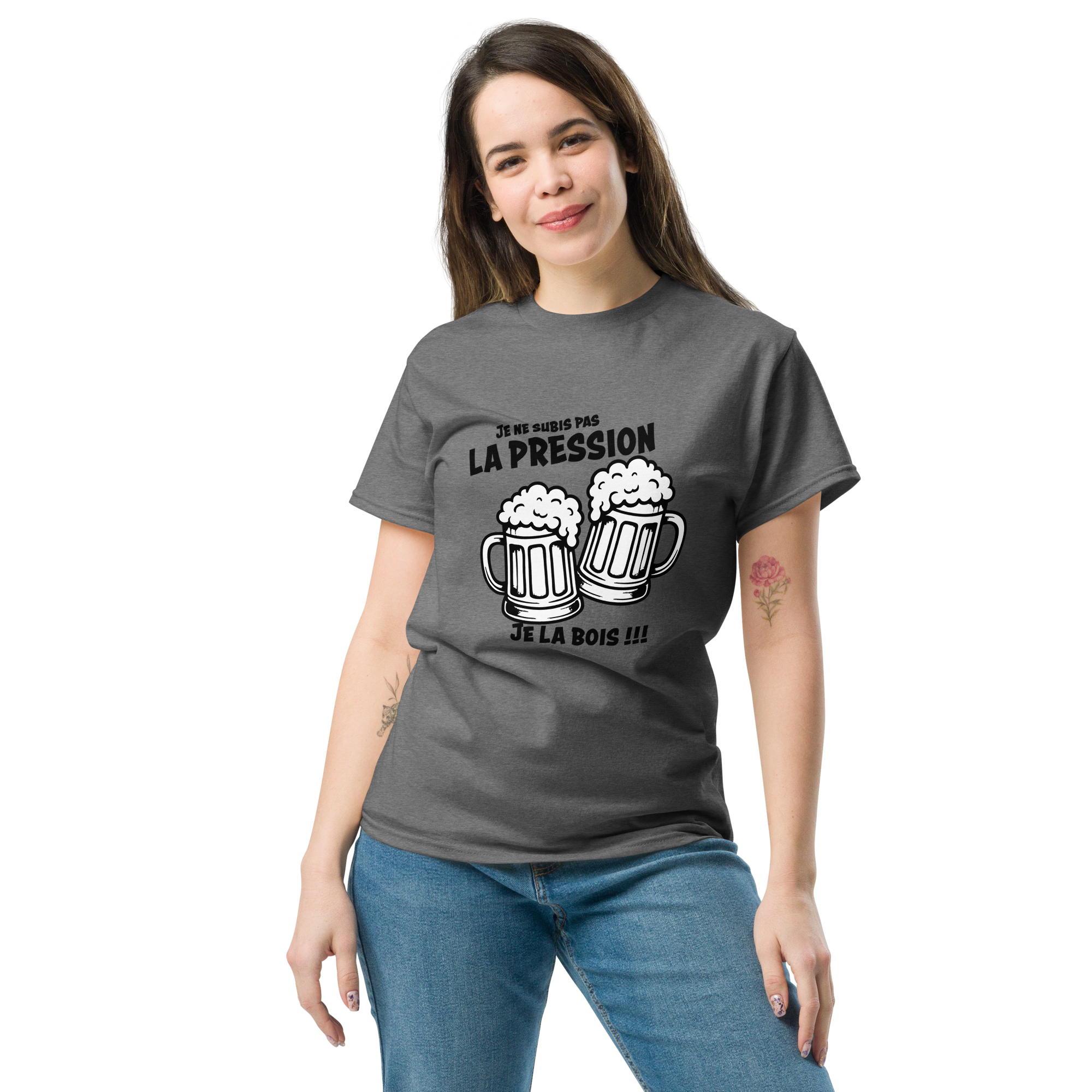 T-Shirt humoristique - Je ne subis pas la pression, je la bois | Komic.ca