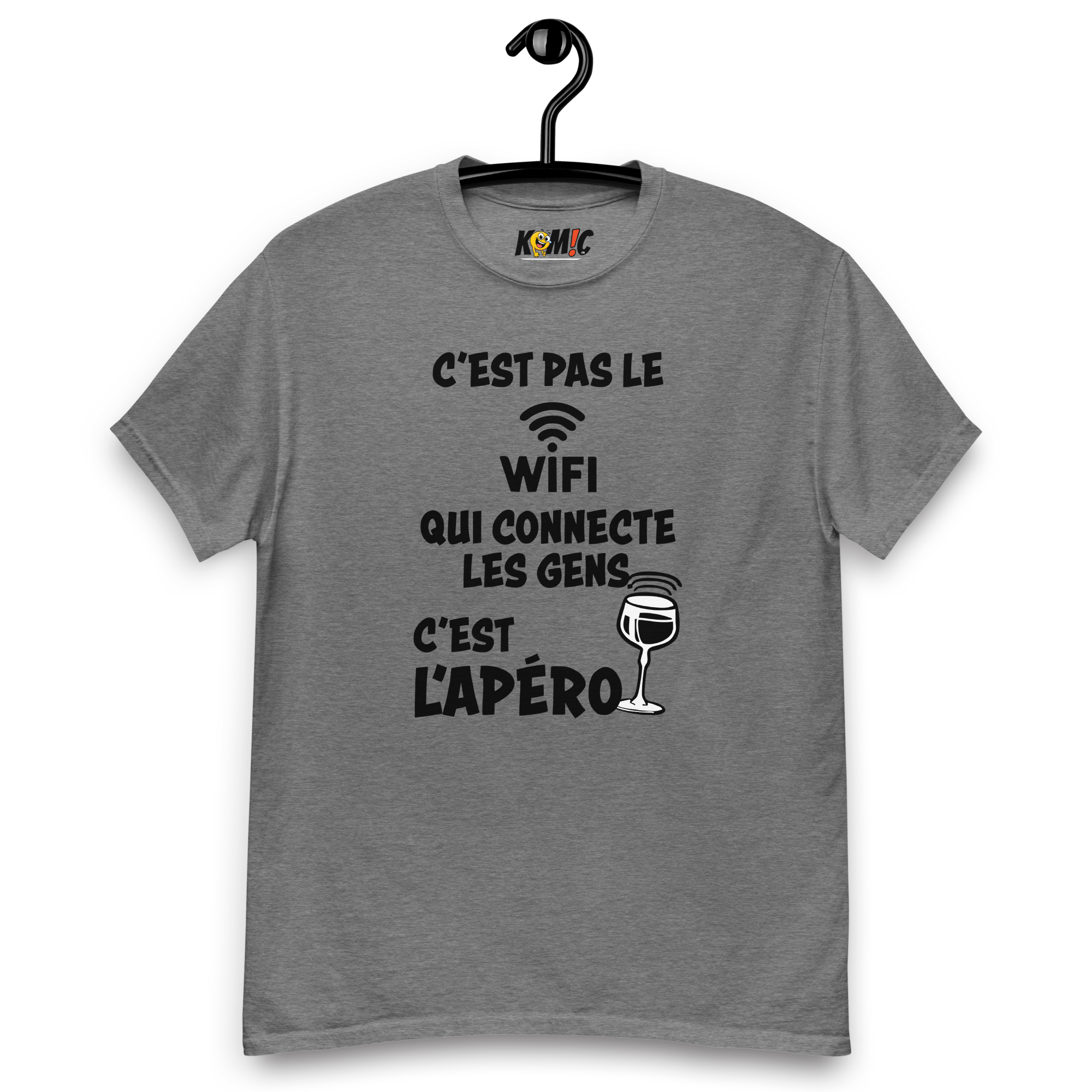 T-Shirt humoristique - C'est pas le WIFI qui connecte les gens c'est l'apéro | Komic.ca