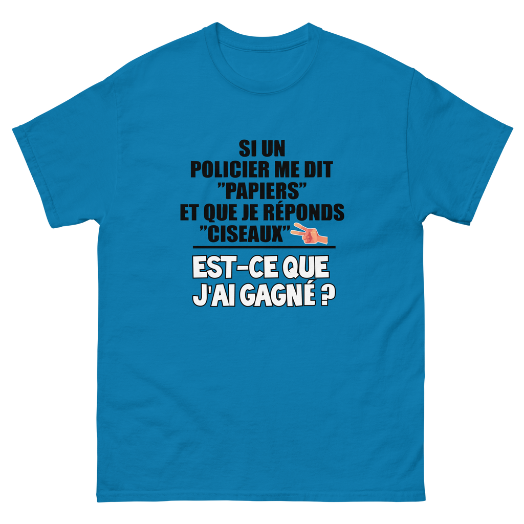 T-Shirt unisexe humoristique - Si un policier me dit PAPIER et que | Komic