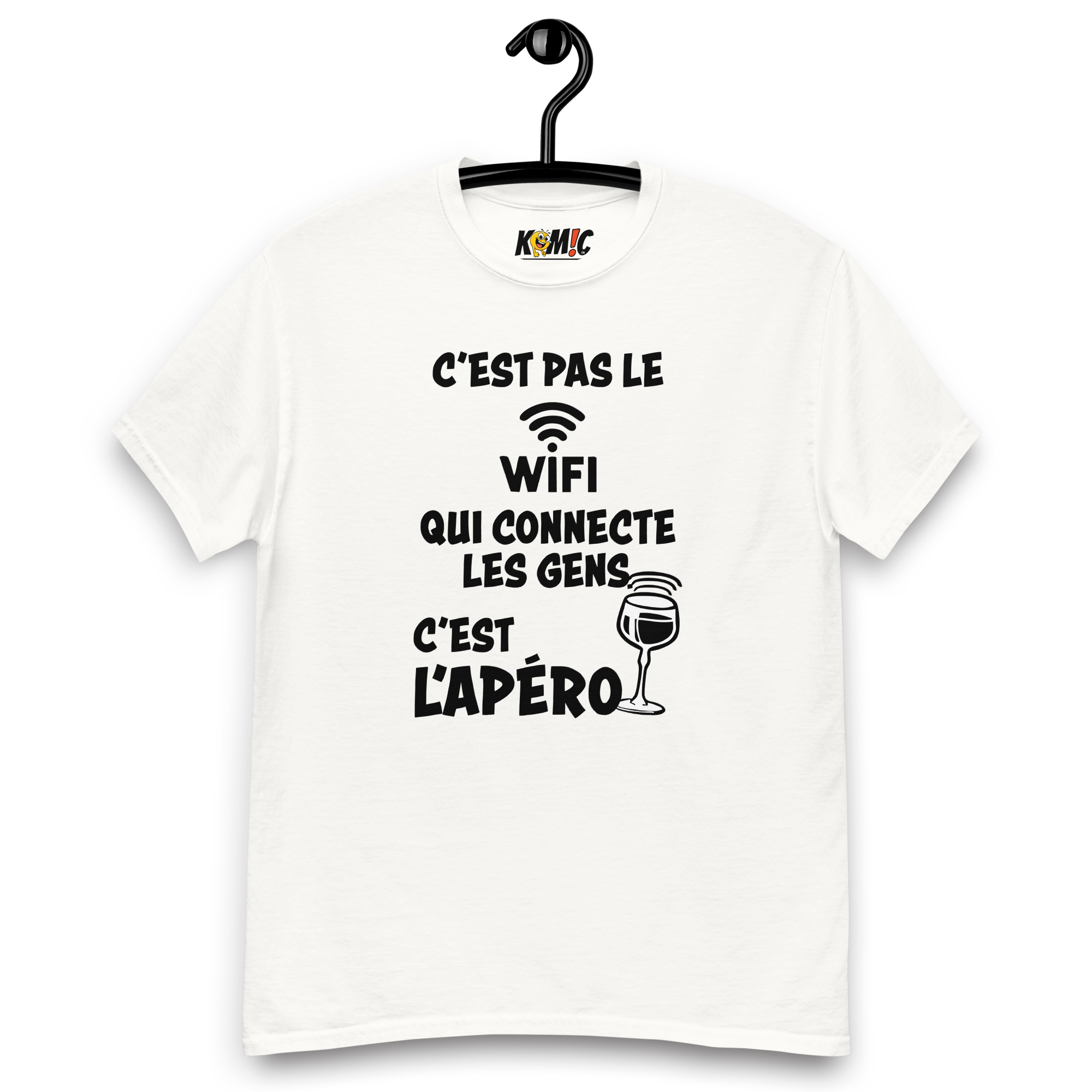 T-Shirt humoristique - C'est pas le WIFI qui connecte les gens c'est l'apéro | Komic.ca