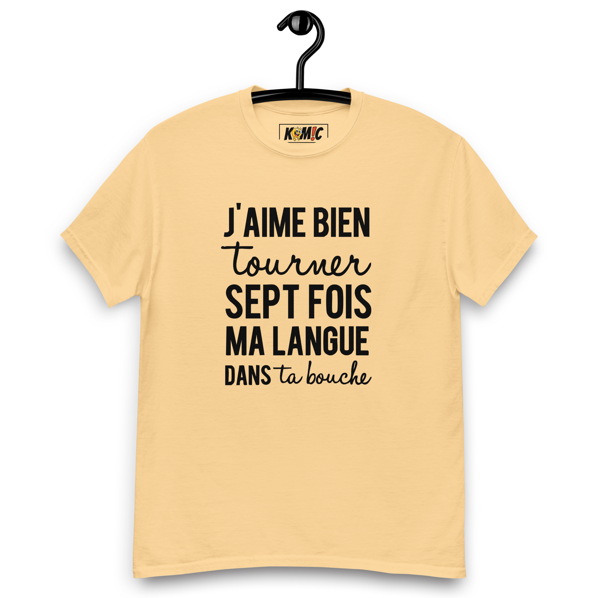 T-Shirt unisexe humoristique - J'aime bien tourner ma langue 7 fois | Komic
