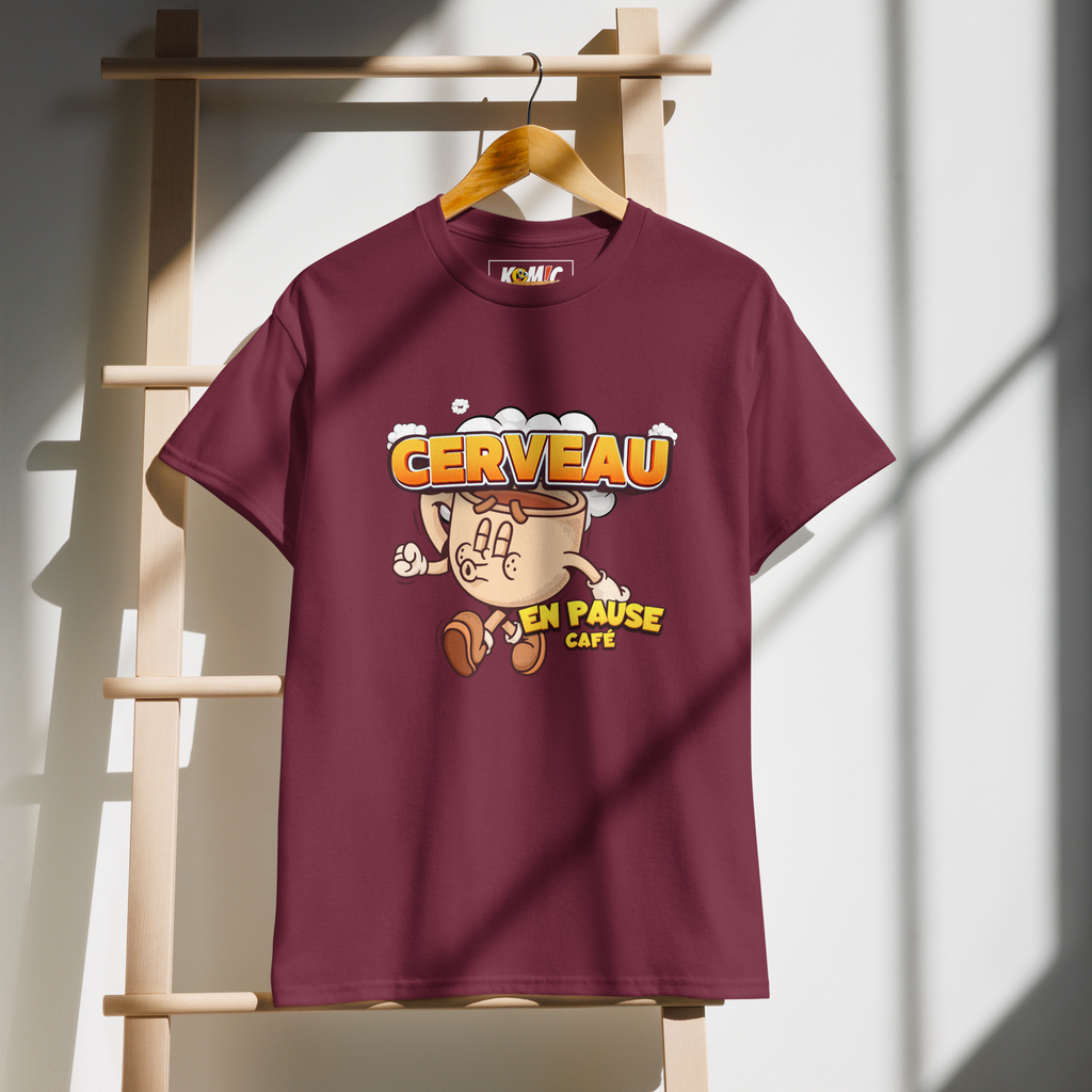 T-shirt DryBlend® humoristique - Cerveau en pause café | Komic