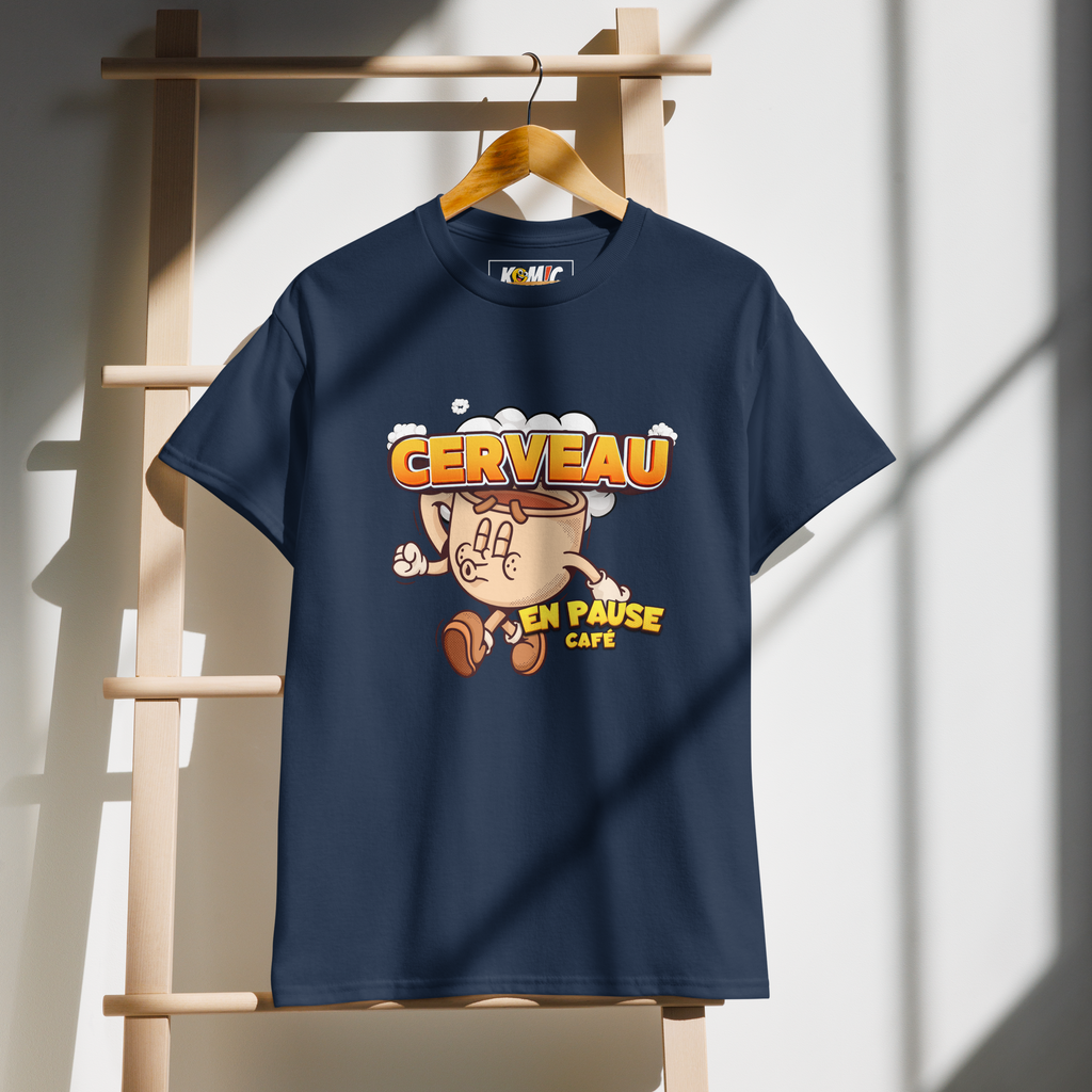 T-shirt DryBlend® humoristique - Cerveau en pause café | Komic