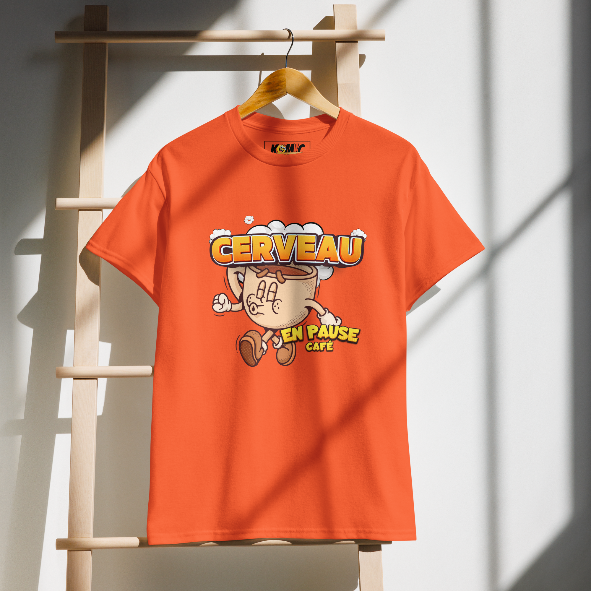T-shirt DryBlend® humoristique - Cerveau en pause café | Komic