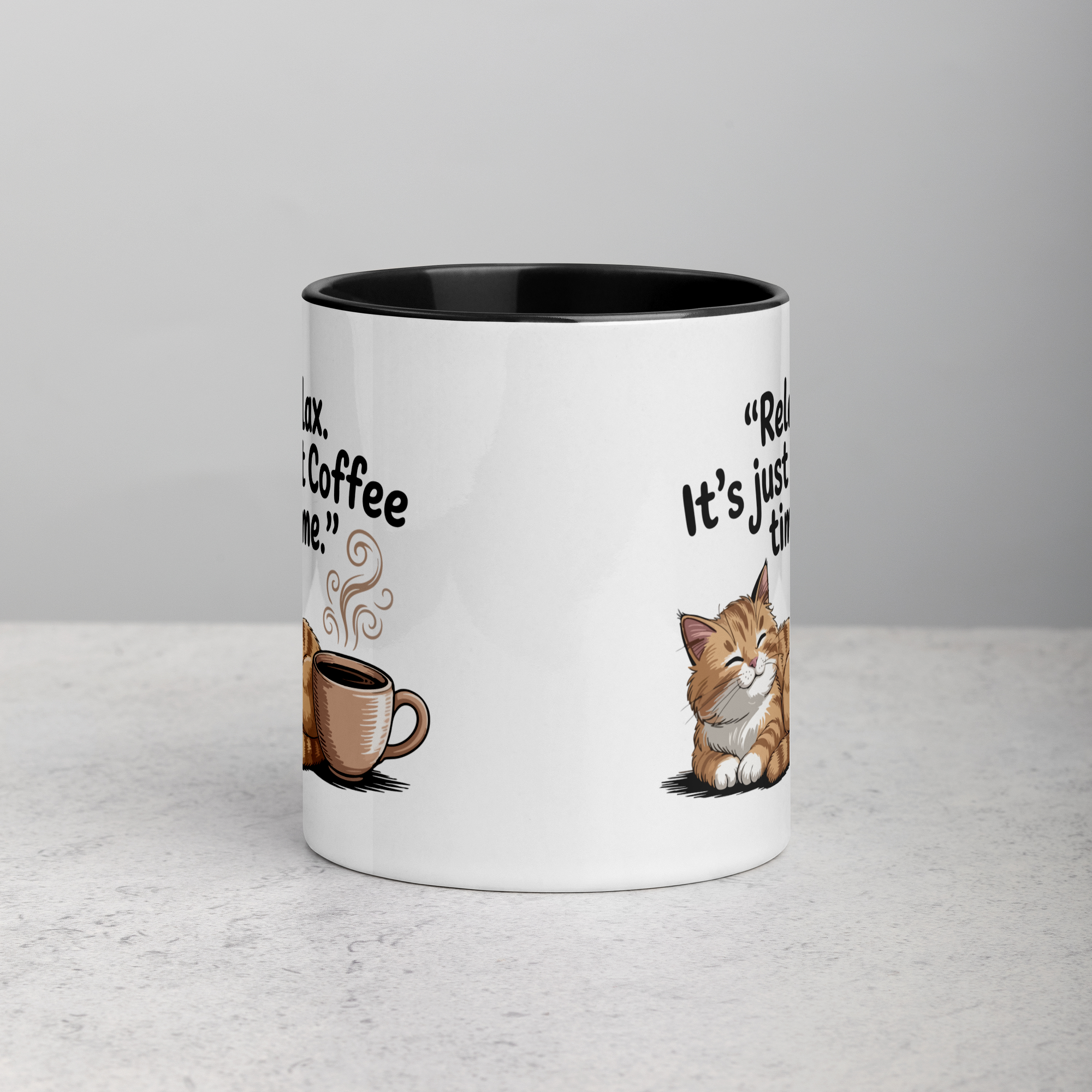 Tasse/mug humoristique - A cat, Relax it's just coffee time | Komic.ca