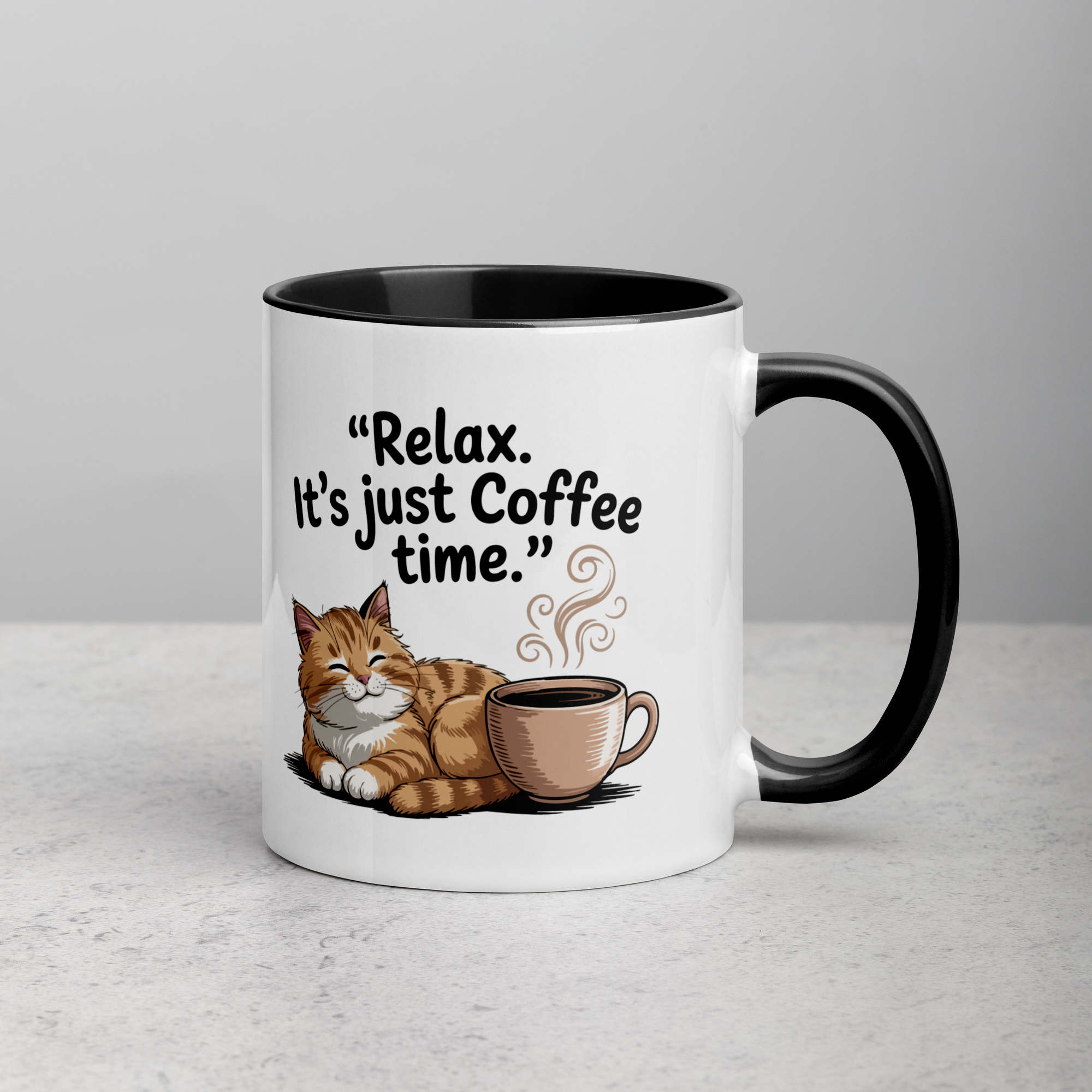 Tasse/mug humoristique - A cat, Relax it's just coffee time | Komic.ca
