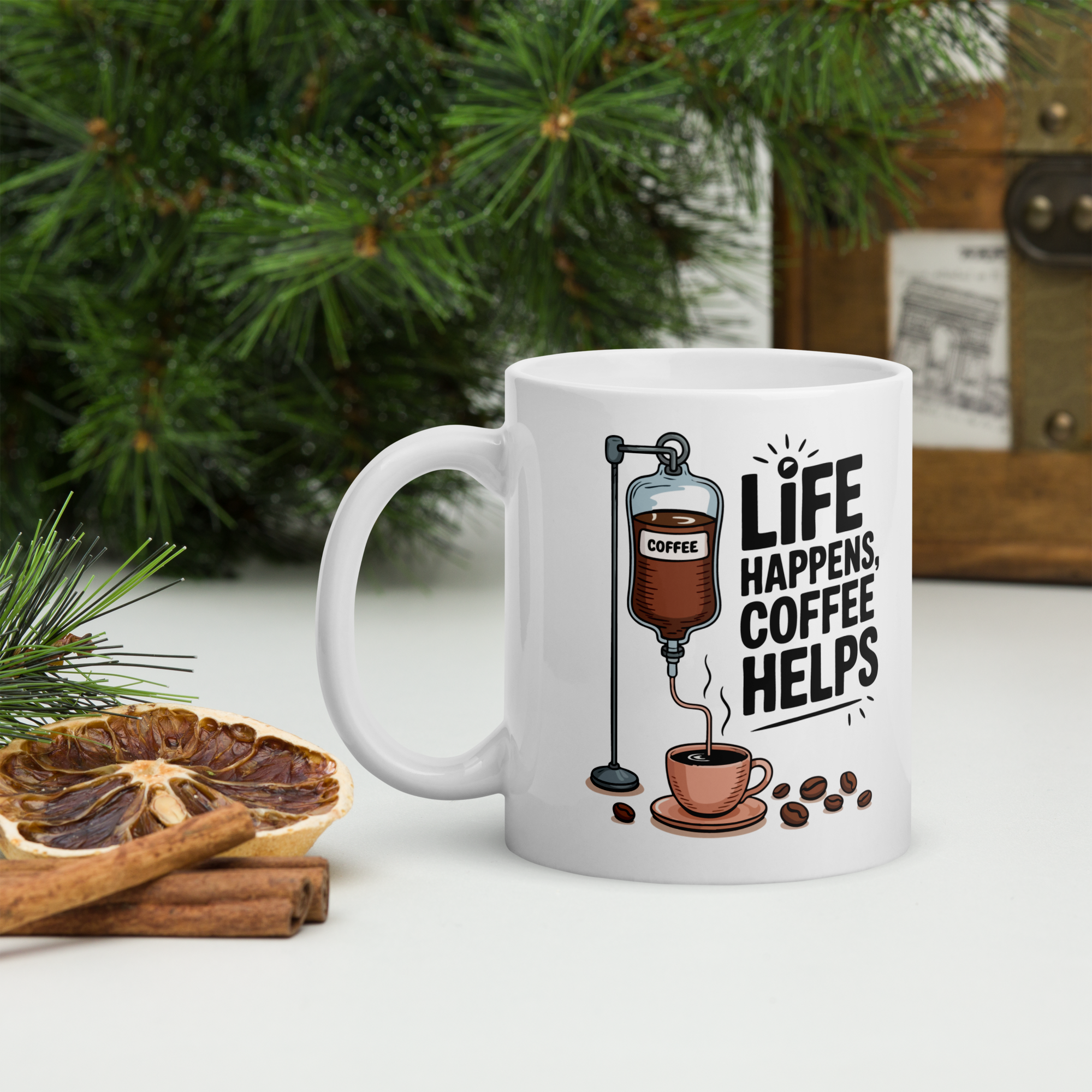 Tasse/Mug humoristique - Life happens, coffee helps | Komic.ca