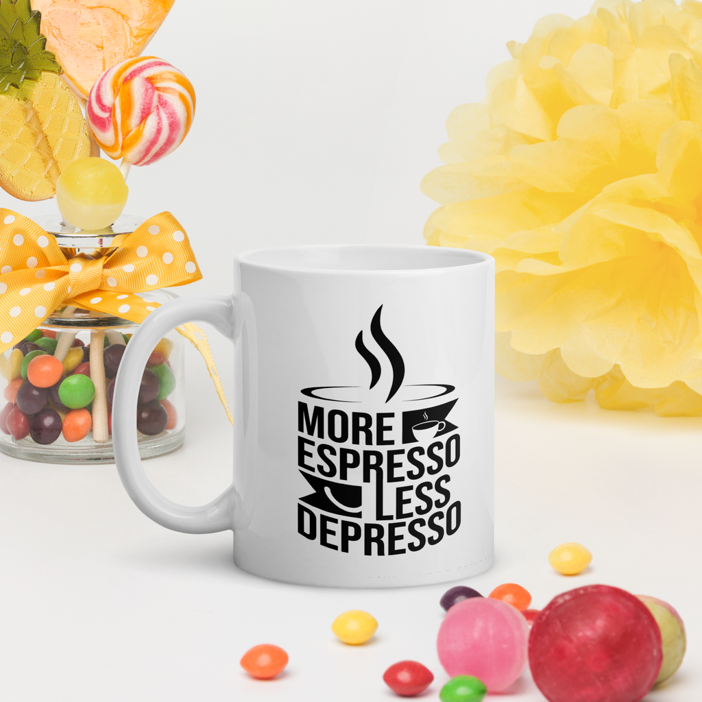 Tasse/Mug Humoristique - More espresso less depresso | Komic.ca